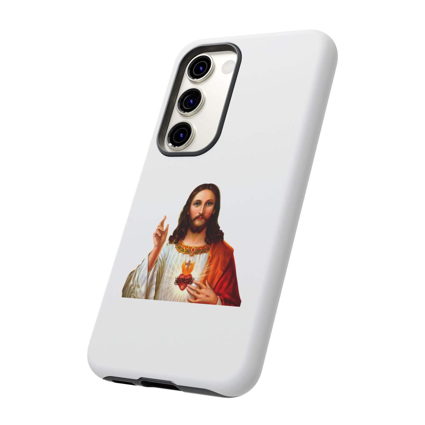 Artistic Phone Case Featuring Jesus, Tough Phone Case, Christian Gift, Religious Phone Cover, Inspirational Phone Accessory, Unique Jesus