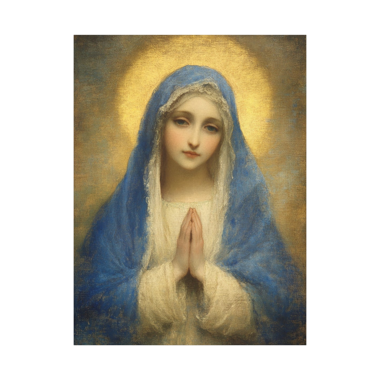 Mother Mary Blue Veil Catholic Canvas Wall Art, Christian Decor