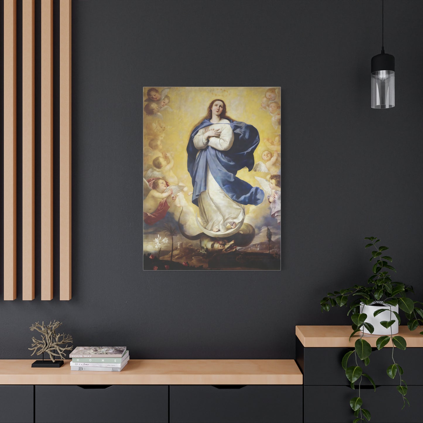 Ready to Hang - Immaculate Conception Virgin Mary Catholic Canvas Wall Art, Christian Decor