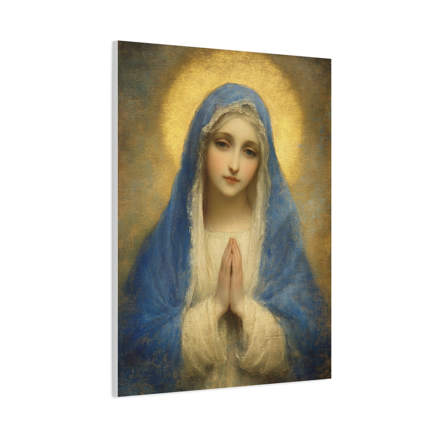 Mother Mary Blue Veil Catholic Canvas Wall Art, Christian Decor