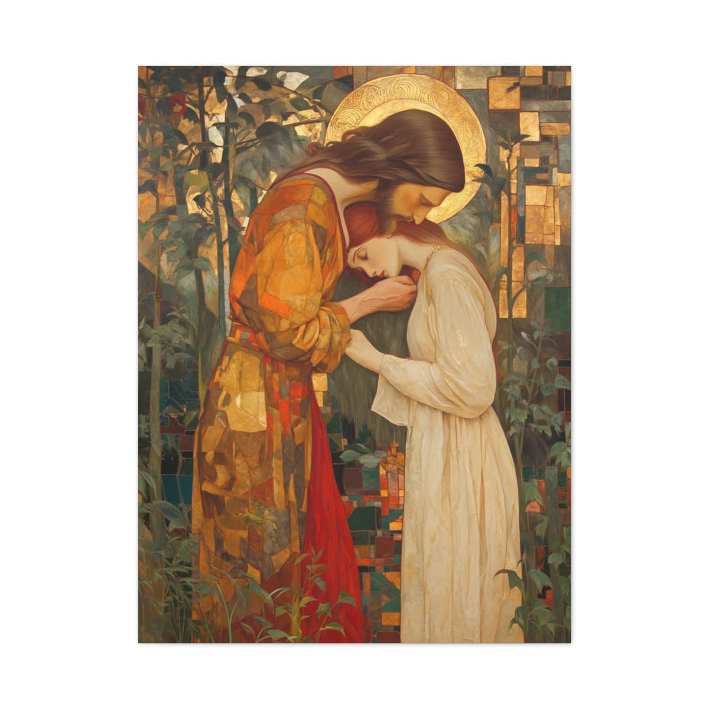Healing Love - Christ Embracing Mary Magdalene Catholic Canvas Wall Art, Christian Decor