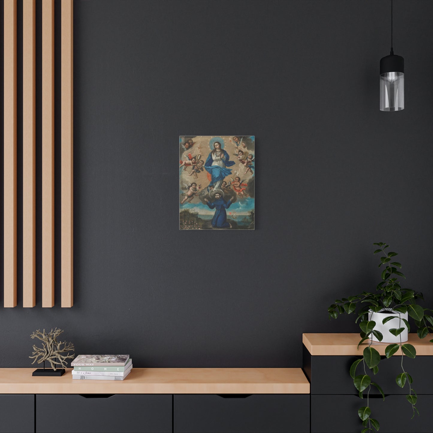 Immaculate Conception with Saint Francis and Angels Catholic HQ Print on Canvas Ready To Hang - Virgin Mary Canvas