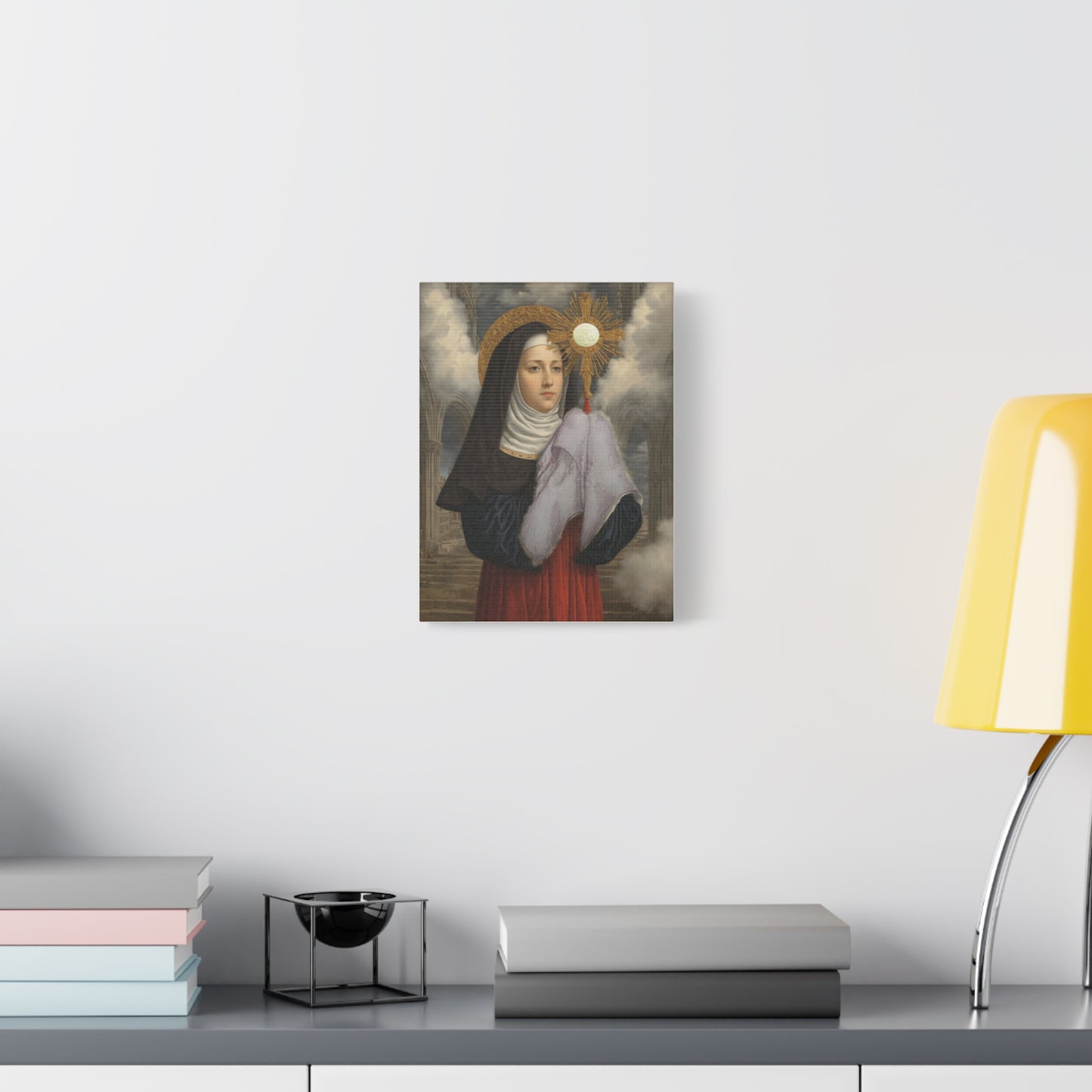 St. Juliana of Liege Catholic Canvas Wall Art, Christian Decor
