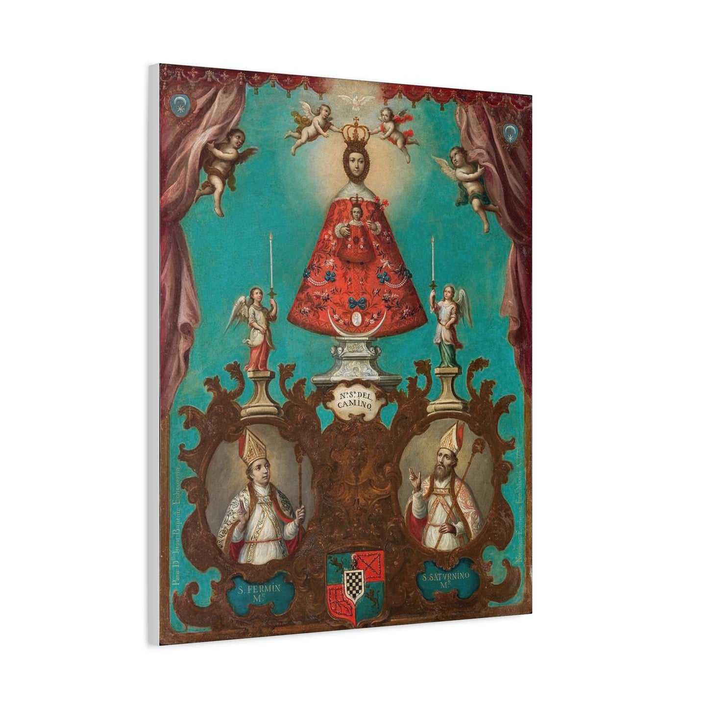 The Virgin of El Camino with St Fermin and St Saturnino Catholic HQ Print on Canvas Ready To Hang - Virgin Mary Canvas