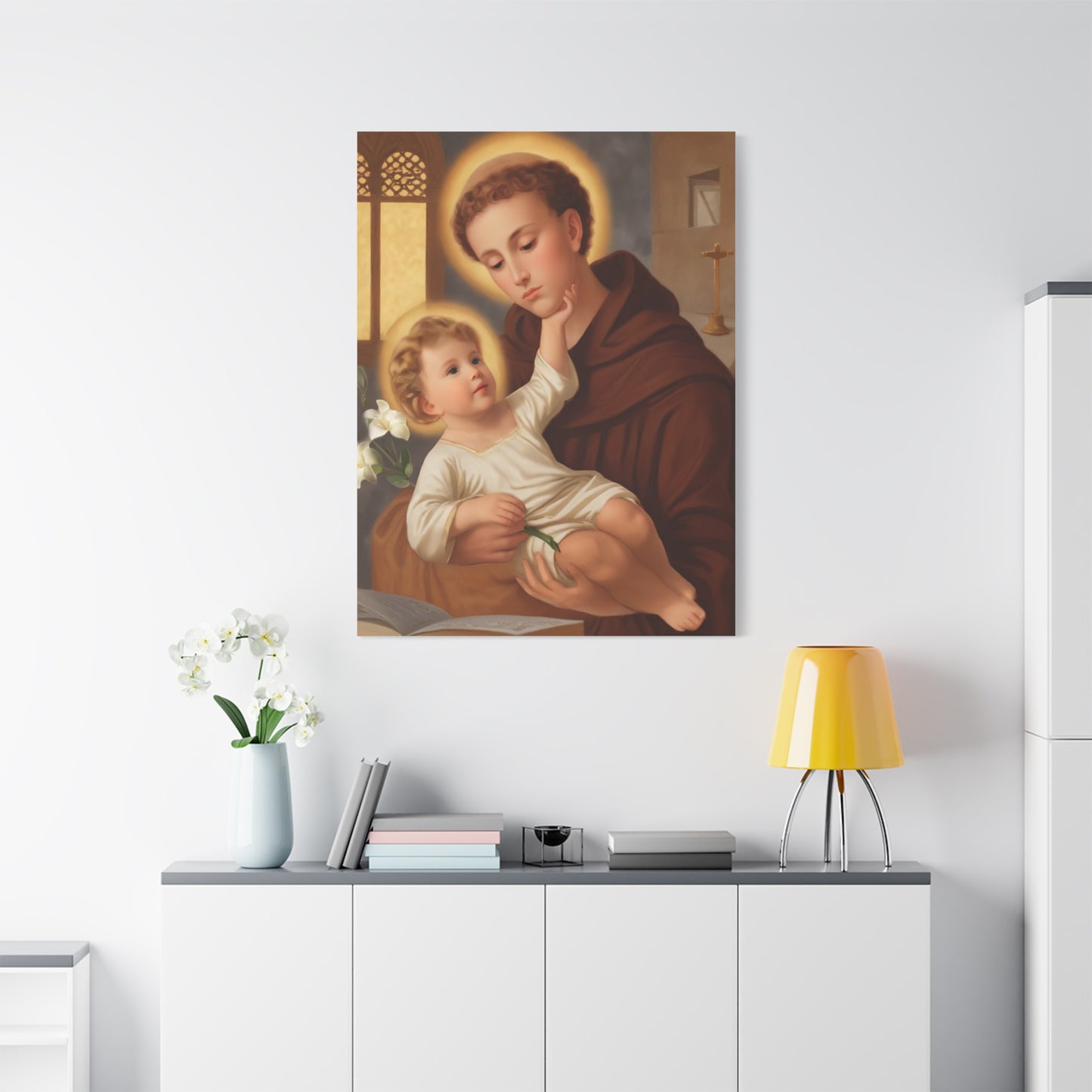 St. Anthony and Jesus Catholic Canvas Print, Catholic Decor Wall, Gift Religious Christian