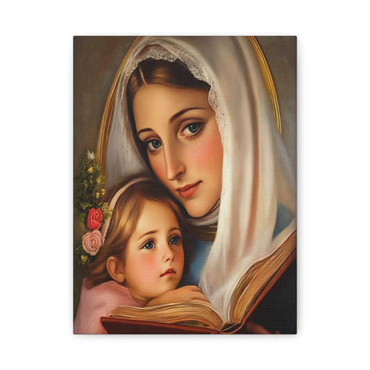 St. Anne and Mary Canvas Print, Catholic Decor Wall, Gift Religious Christian