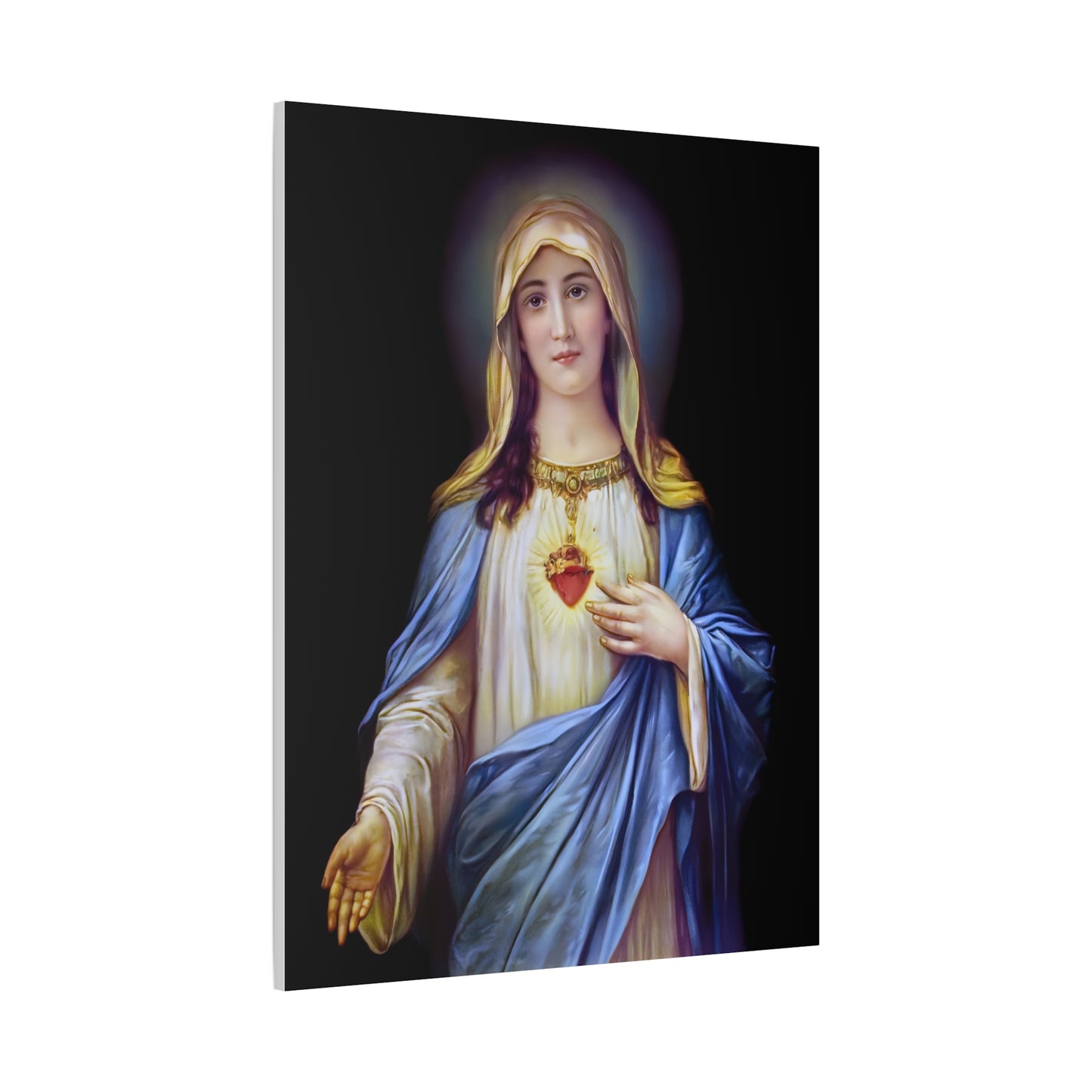 Immaculate Heart Mother Mary - Catholic Canvas Wall Art, Christian Decor