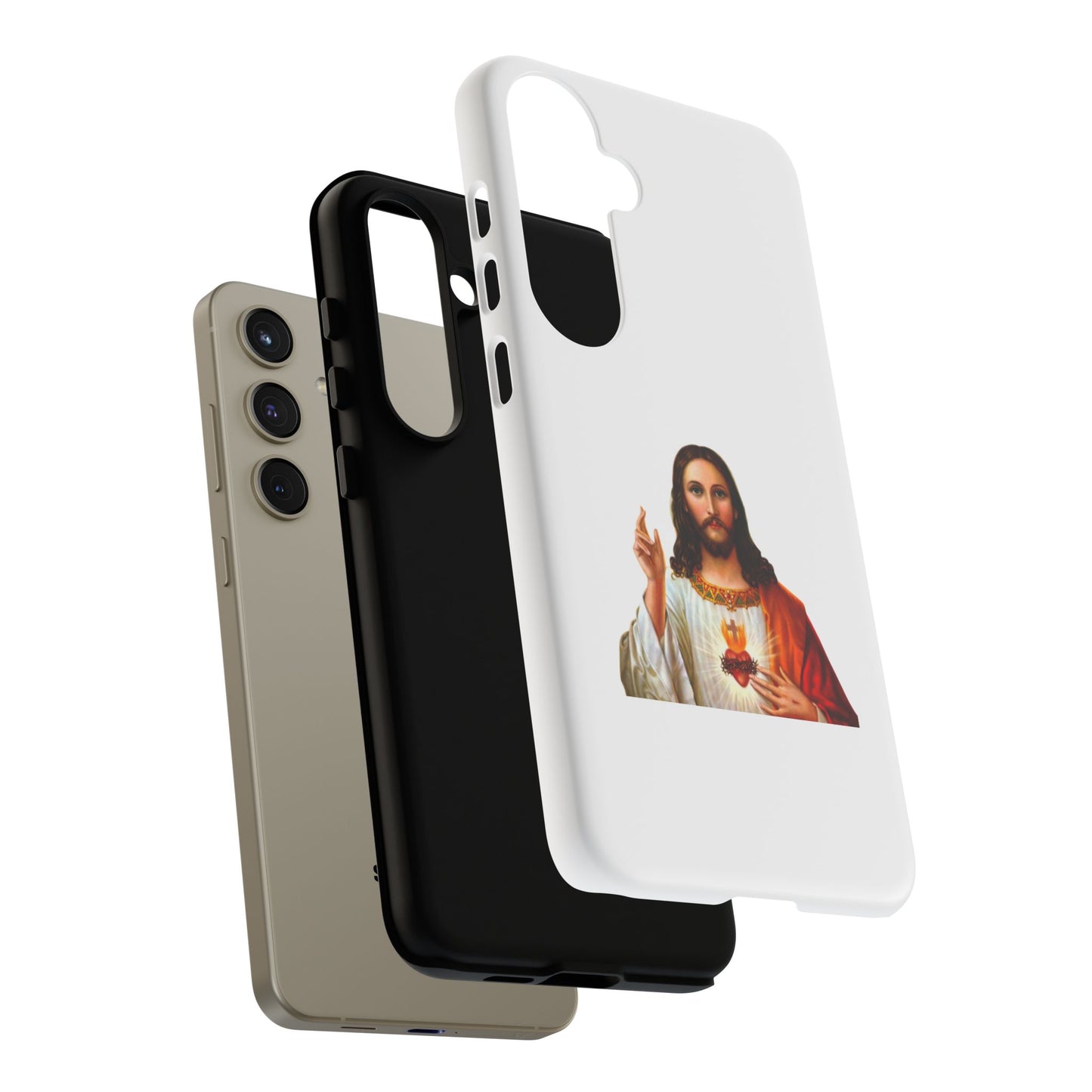 Artistic Phone Case Featuring Jesus, Tough Phone Case, Christian Gift, Religious Phone Cover, Inspirational Phone Accessory, Unique Jesus