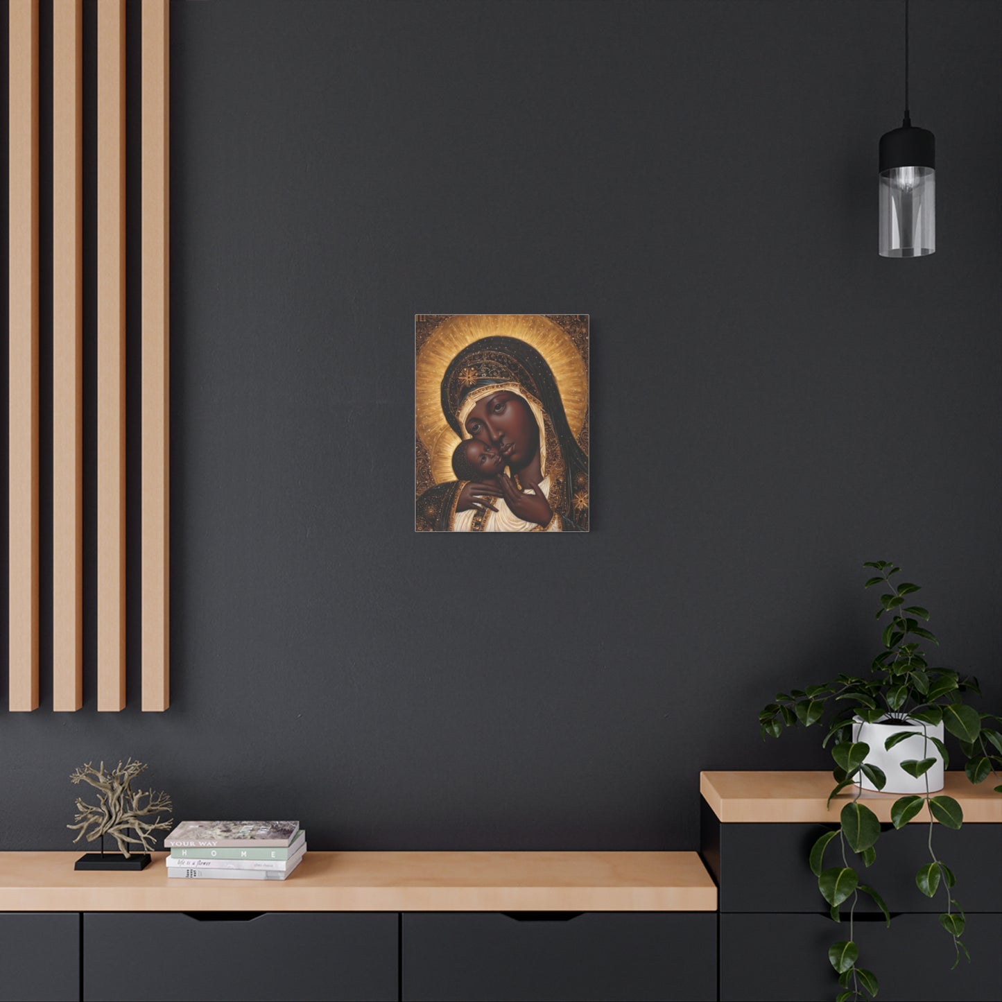 Black Madonna African Mother Mary Catholic Canvas Wall Art, Christian Decor