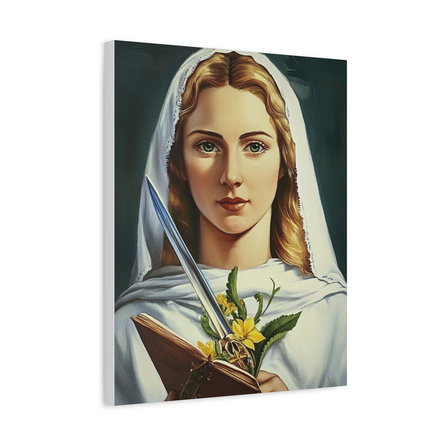 St. Dymphna Catholic Canvas Wall Art, Christian Decor