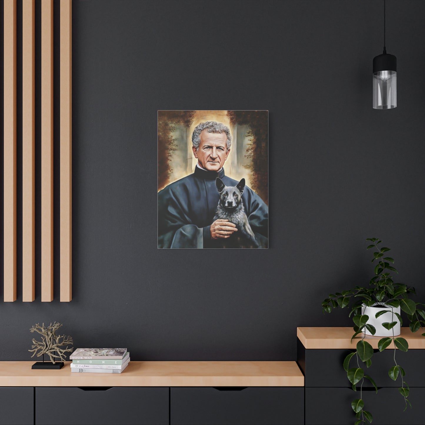 St. John Bosco and Grigio Catholic Canvas Wall Art, Christian Decor