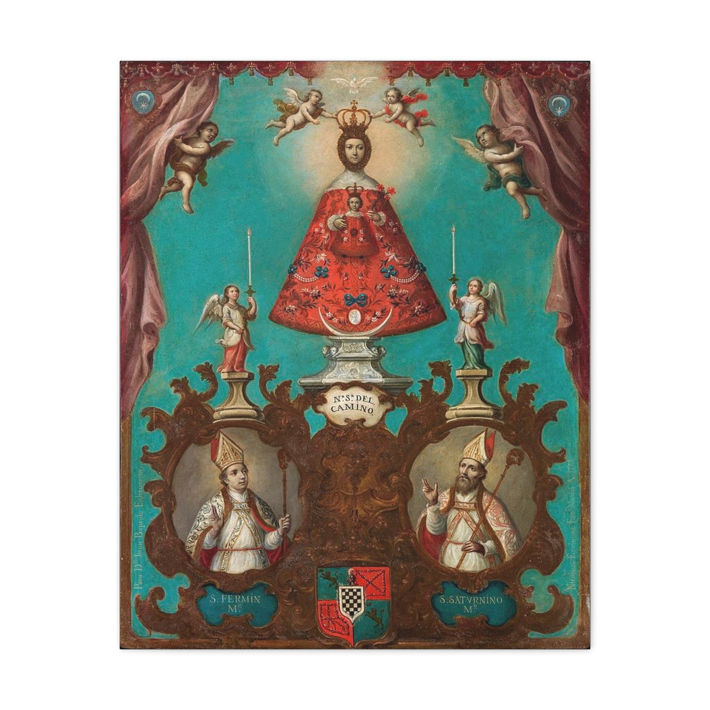 The Virgin of El Camino with St Fermin and St Saturnino Catholic HQ Print on Canvas Ready To Hang - Virgin Mary Canvas