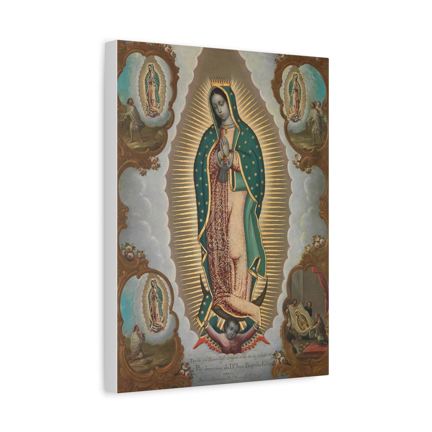 The Virgin of Guadalupe with the Four Apparitions Catholic HQ Print on Canvas Ready To Hang - Virgin Mary Canvas
