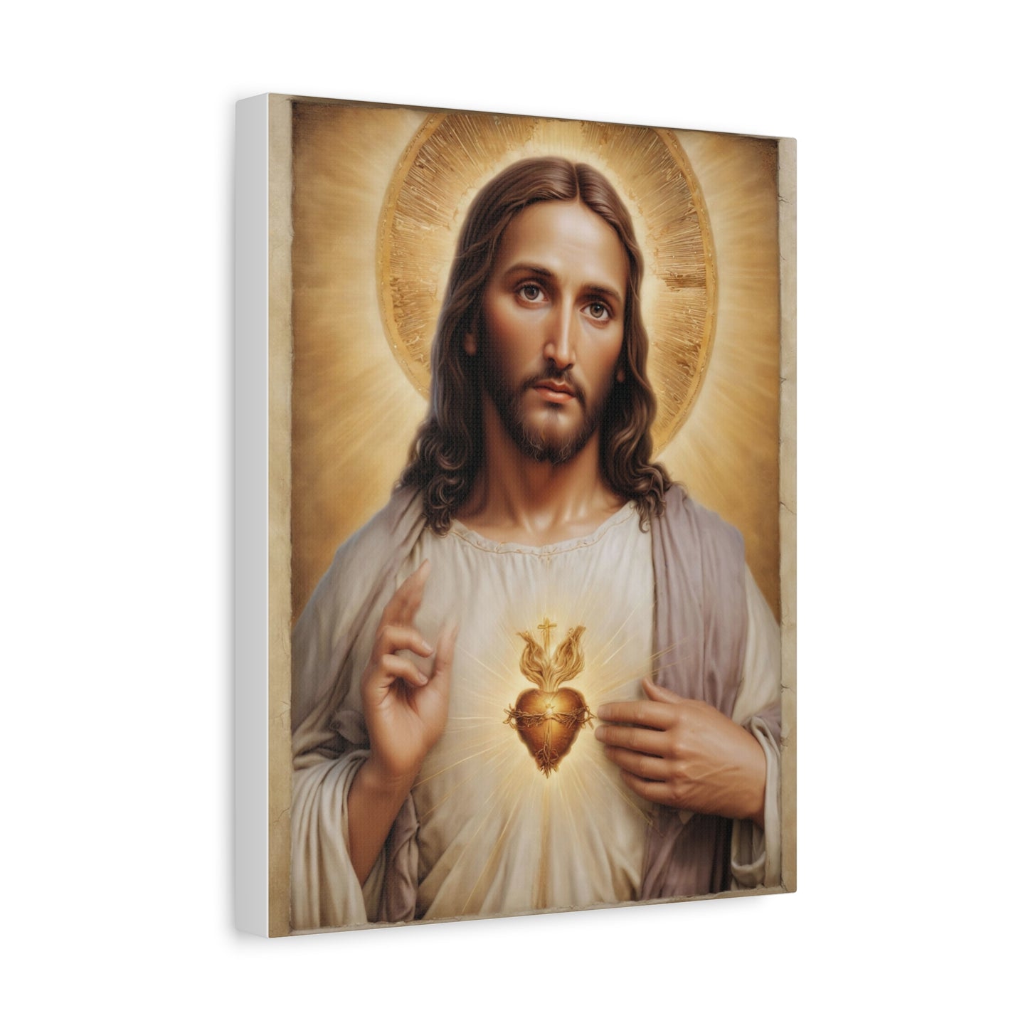 Jesus Christ Sacred Heart Catholic Canvas Wall Art, Christian Decor