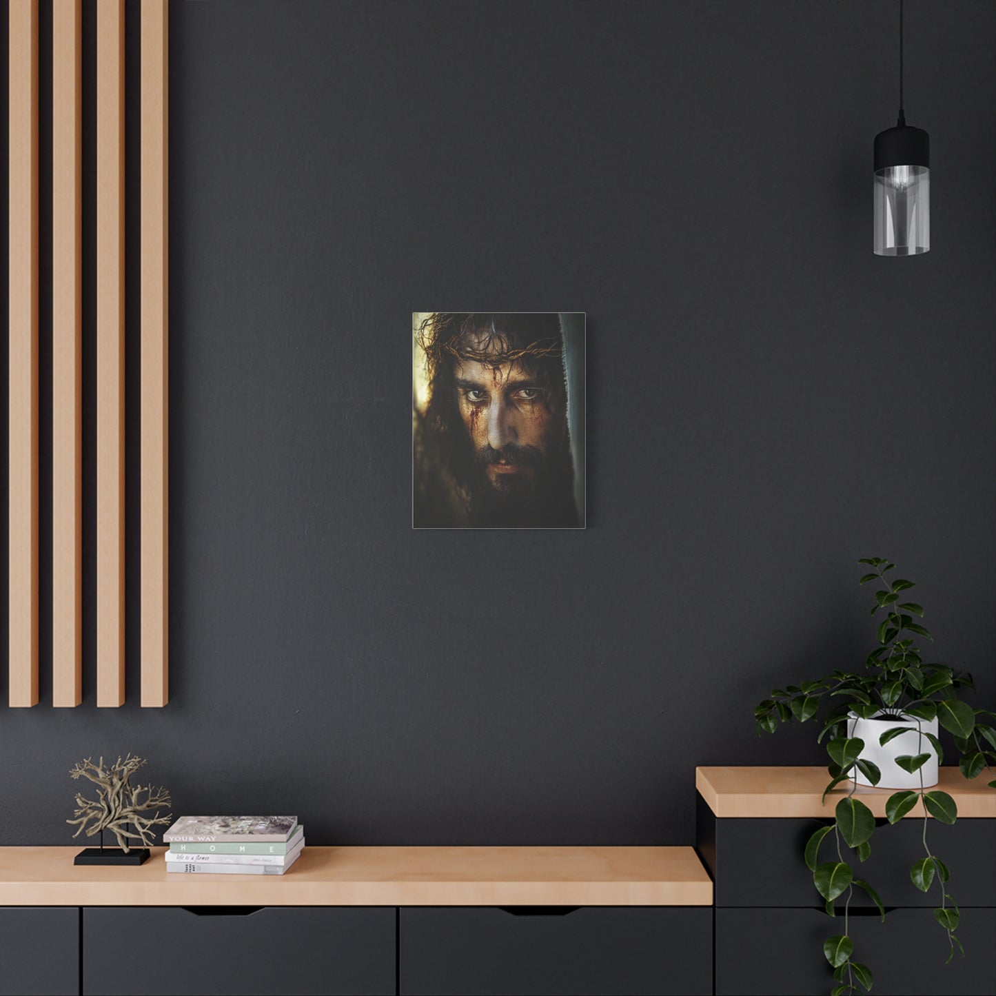 Jesus Christ Our Lord with Crown of Thorns Catholic Canvas Wall Art, Christian Decor