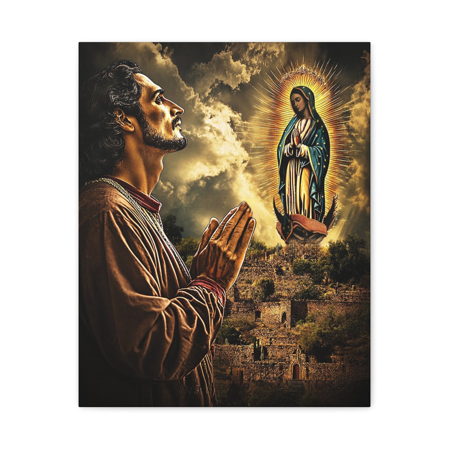 St. Juan Diego Our Lady of Guadalupe Catholic Canvas Wall Art, Christian Decor