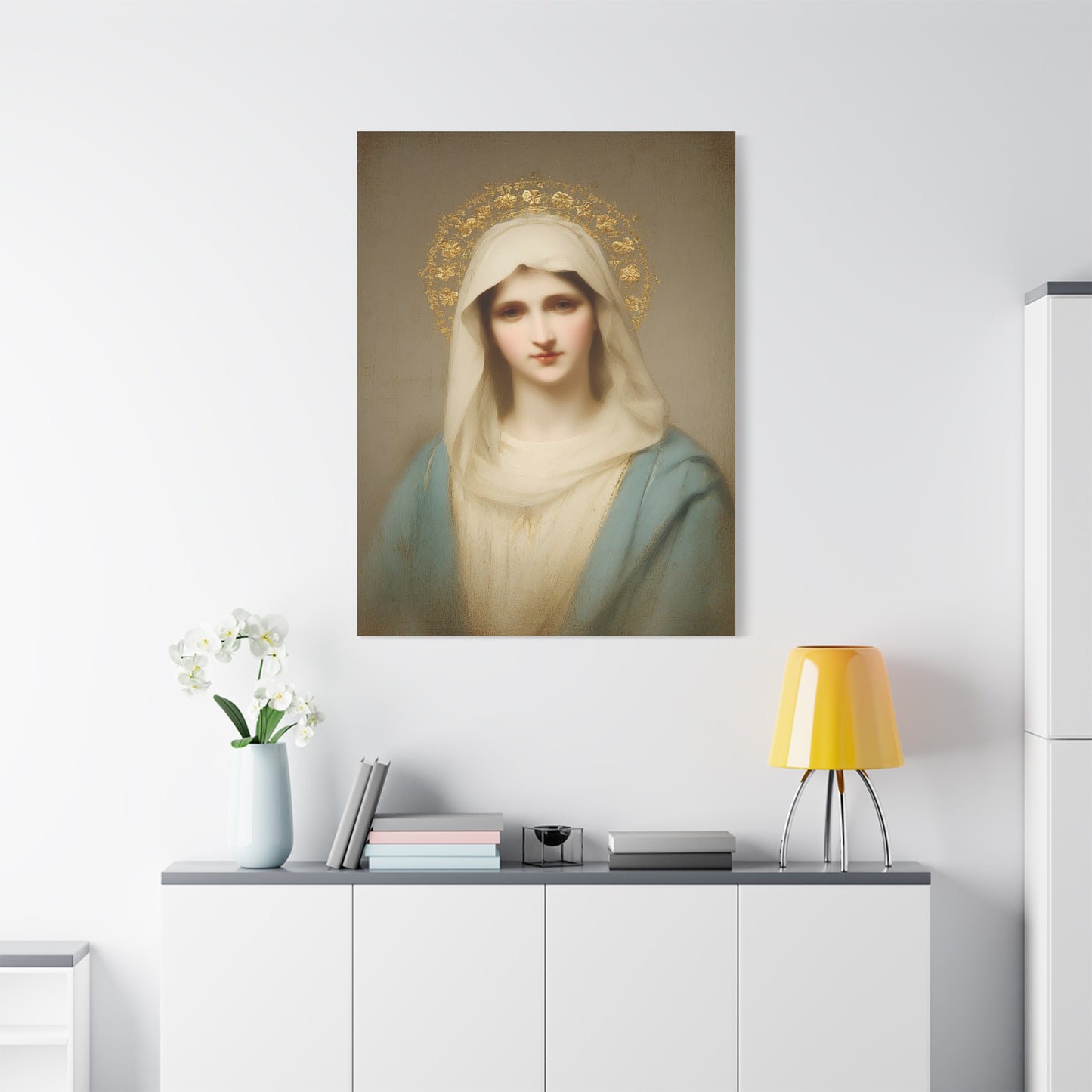 Holy Mother Mary Catholic Canvas Wall Art, Christian Decor
