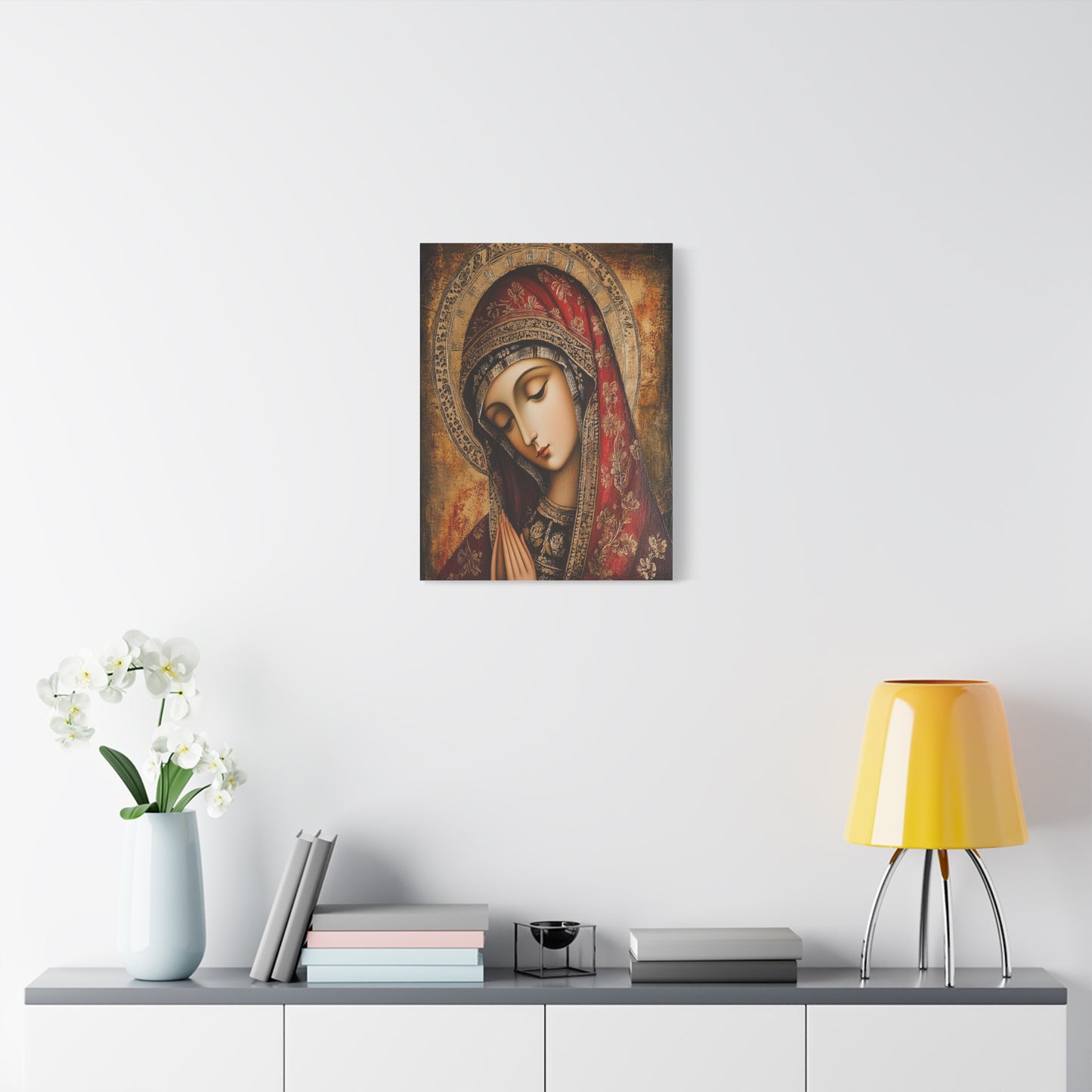 Holy Mary Icon in Byzantine Style - Canvas Wall Art, Christian Decor