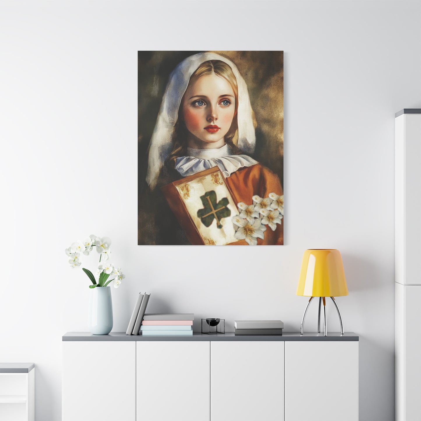 St. Dymphna Catholic Canvas Wall Art, Christian Decor
