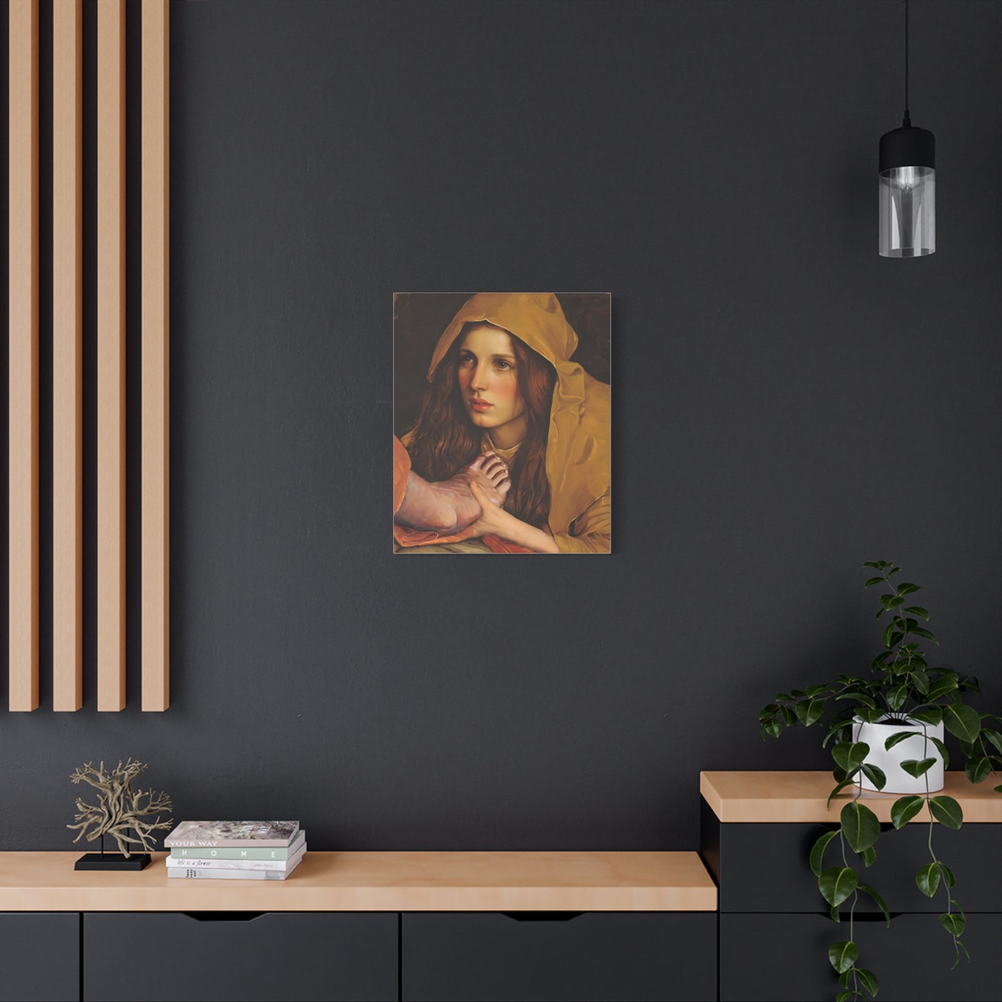St. Mary Magdalene Anointing Jesus Feet Catholic Canvas Wall Art, Christian Decor