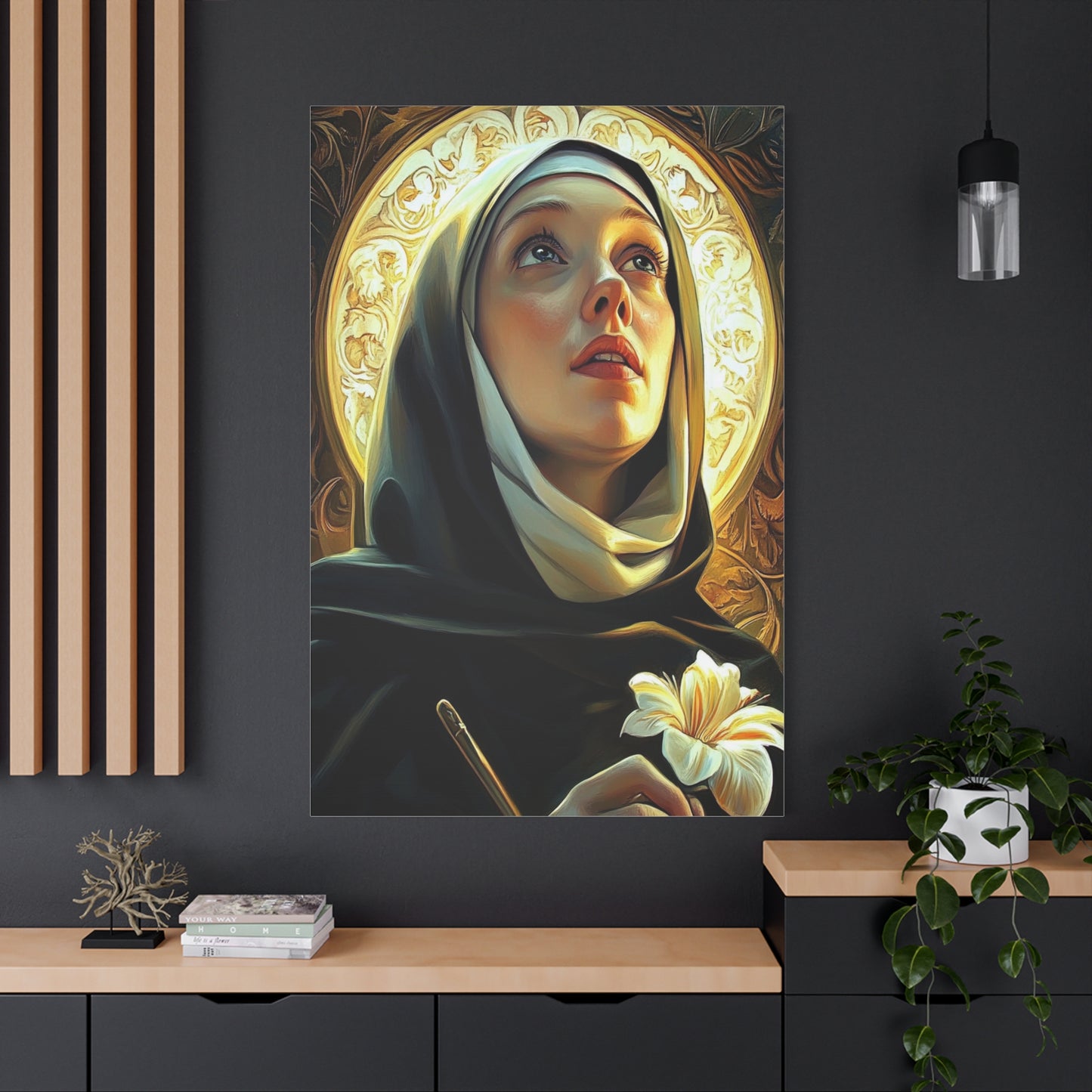 St. Catherine of Sweden Catholic Canvas Wall Art, Christian Decor