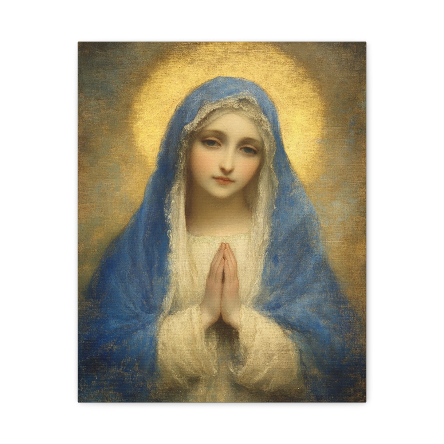 Mother Mary Blue Veil Catholic Canvas Wall Art, Christian Decor
