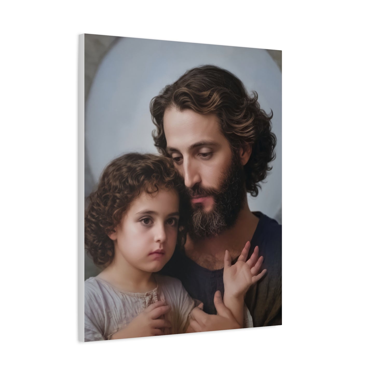 St. Joseph and Baby Jesus Catholic Canvas Wall Art, Print Christian Decor