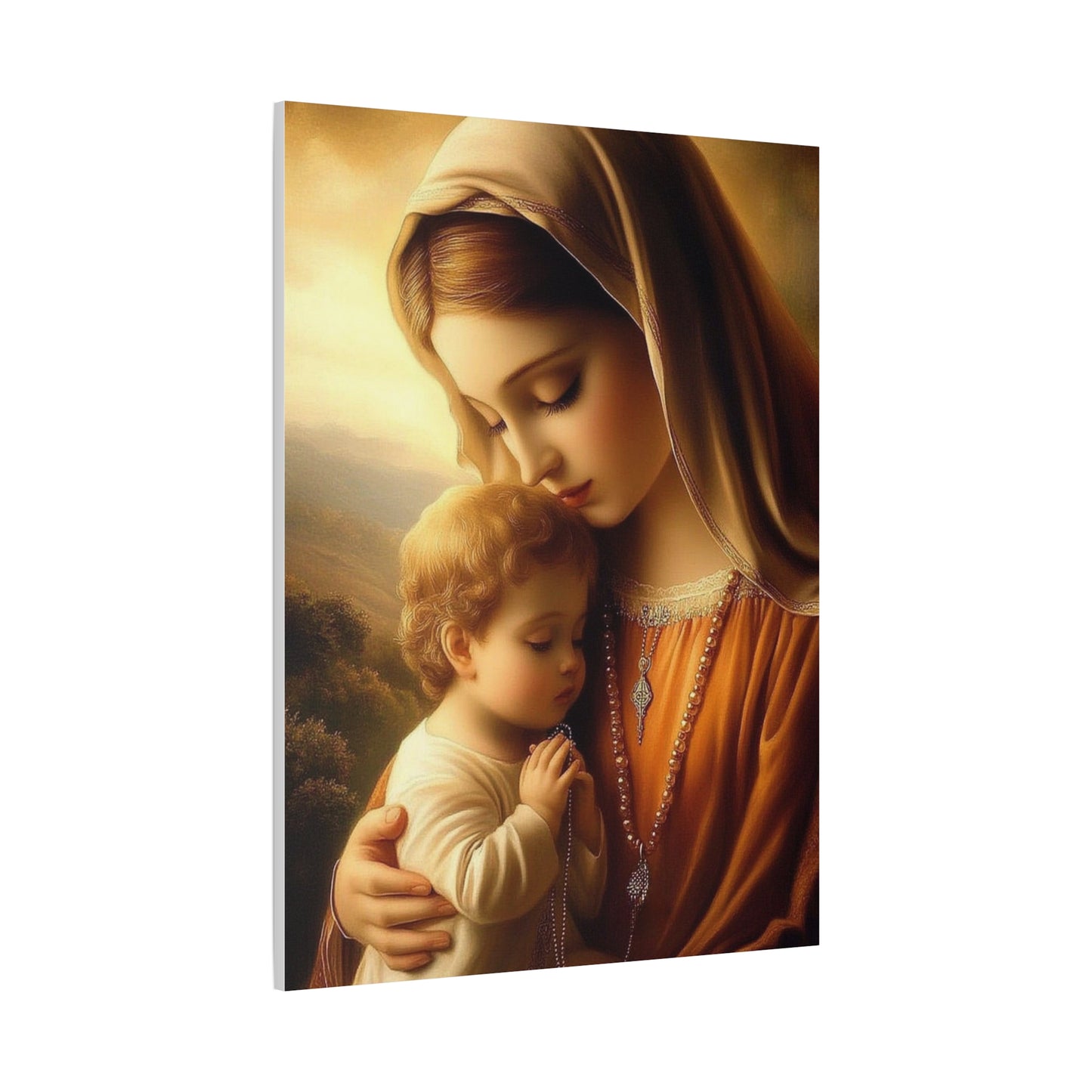 Mother Mary and Baby Jesus Catholic Canvas Wall Art, Christian Decor