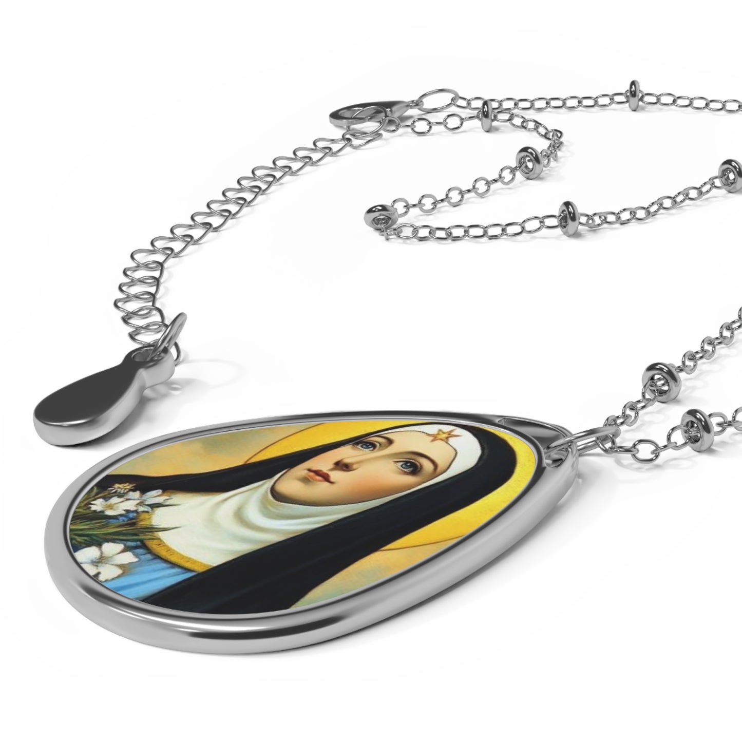 St. Beatrice da Silva Catholic Medal Necklace 20.5'' - Religious Drop Pendant