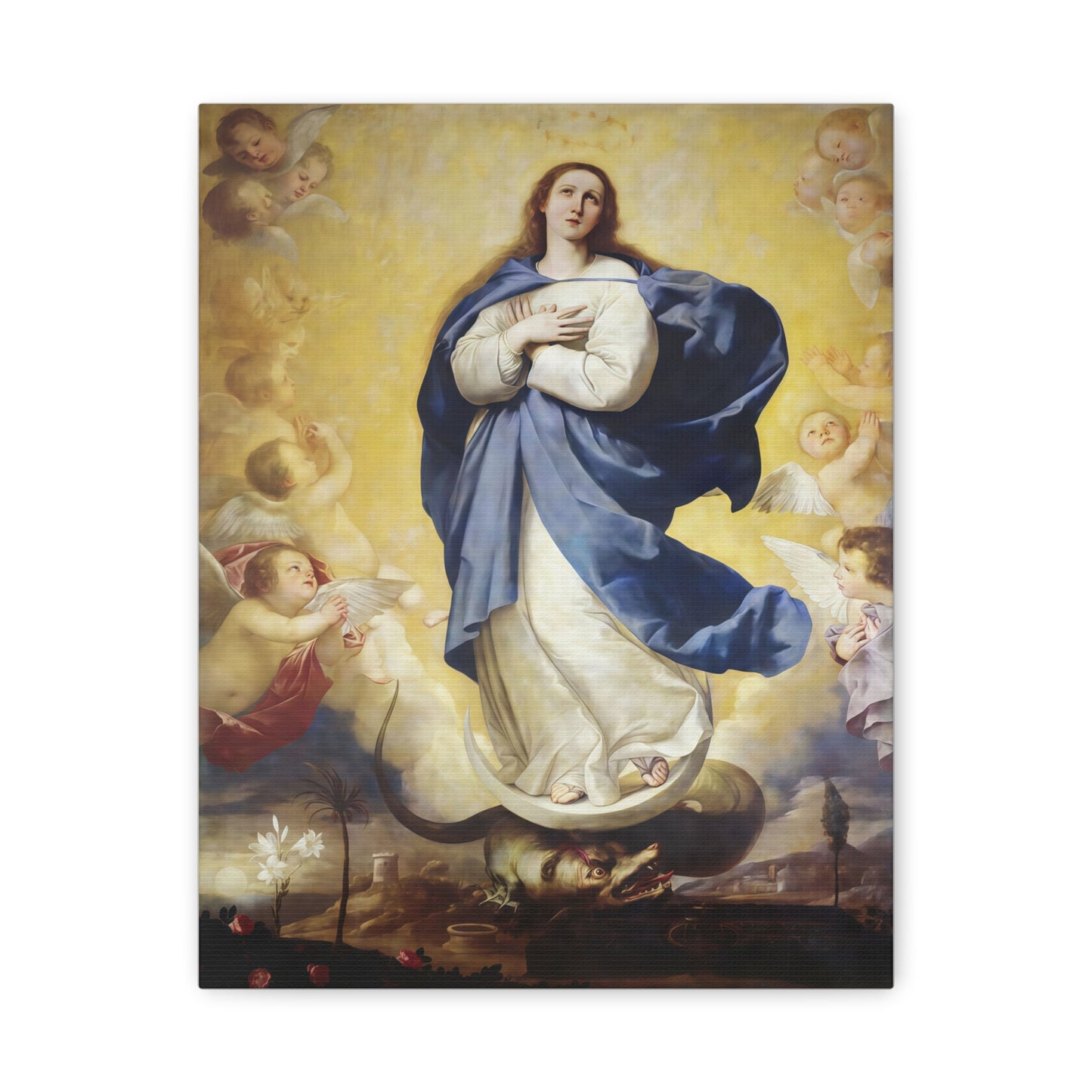 Ready to Hang - Immaculate Conception Virgin Mary Catholic Canvas Wall Art, Christian Decor