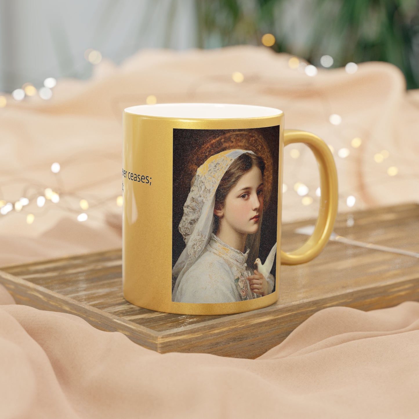 St Maria Goretti with White Veil Mug for Faithful Mornings, Scripture 11oz Mug, Gift for Friends, Religious Decor, Christian Coffee Mug