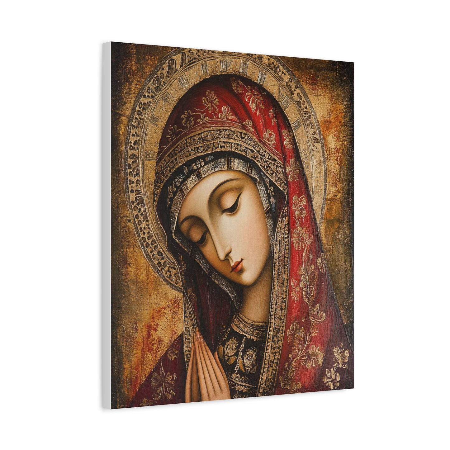 Holy Mary Icon in Byzantine Style - Canvas Wall Art, Christian Decor