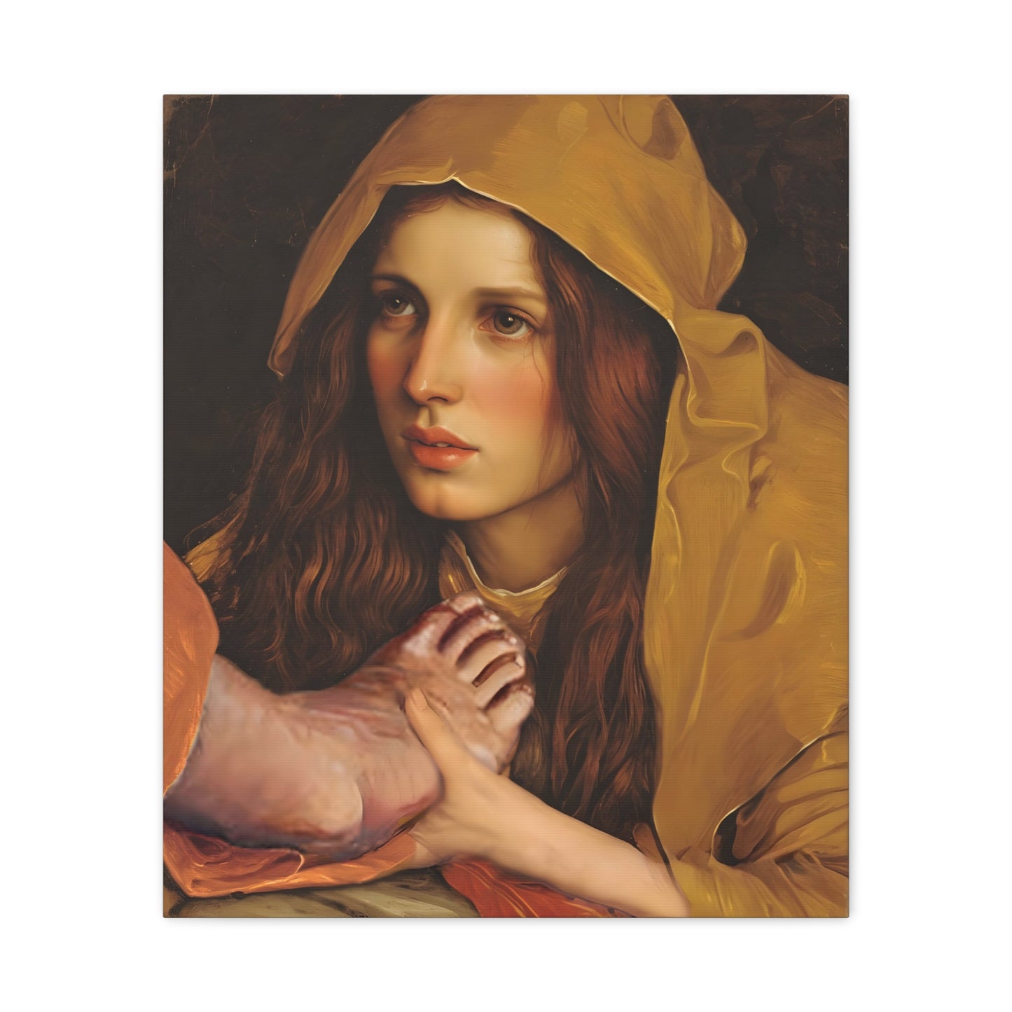 St. Mary Magdalene Anointing Jesus Feet Catholic Canvas Wall Art, Christian Decor