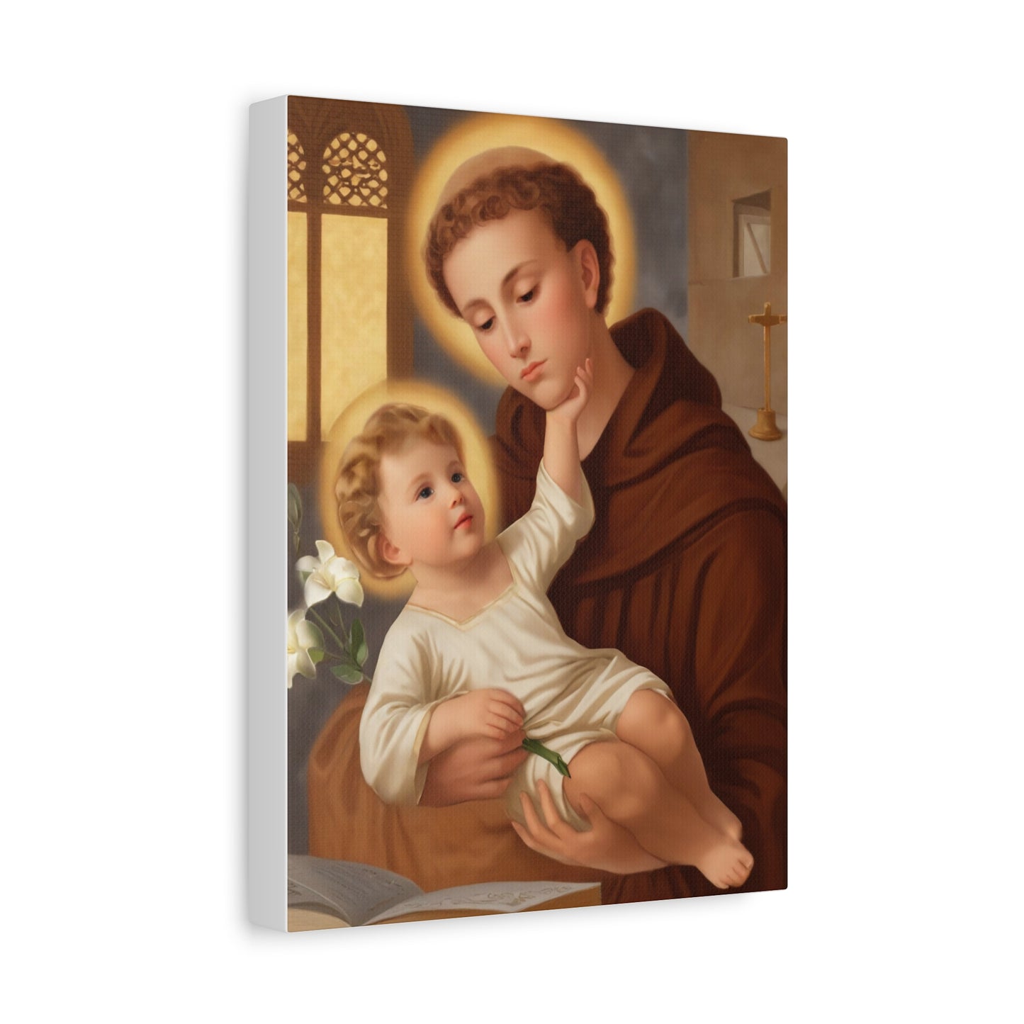 St. Anthony and Jesus Catholic Canvas Print, Catholic Decor Wall, Gift Religious Christian