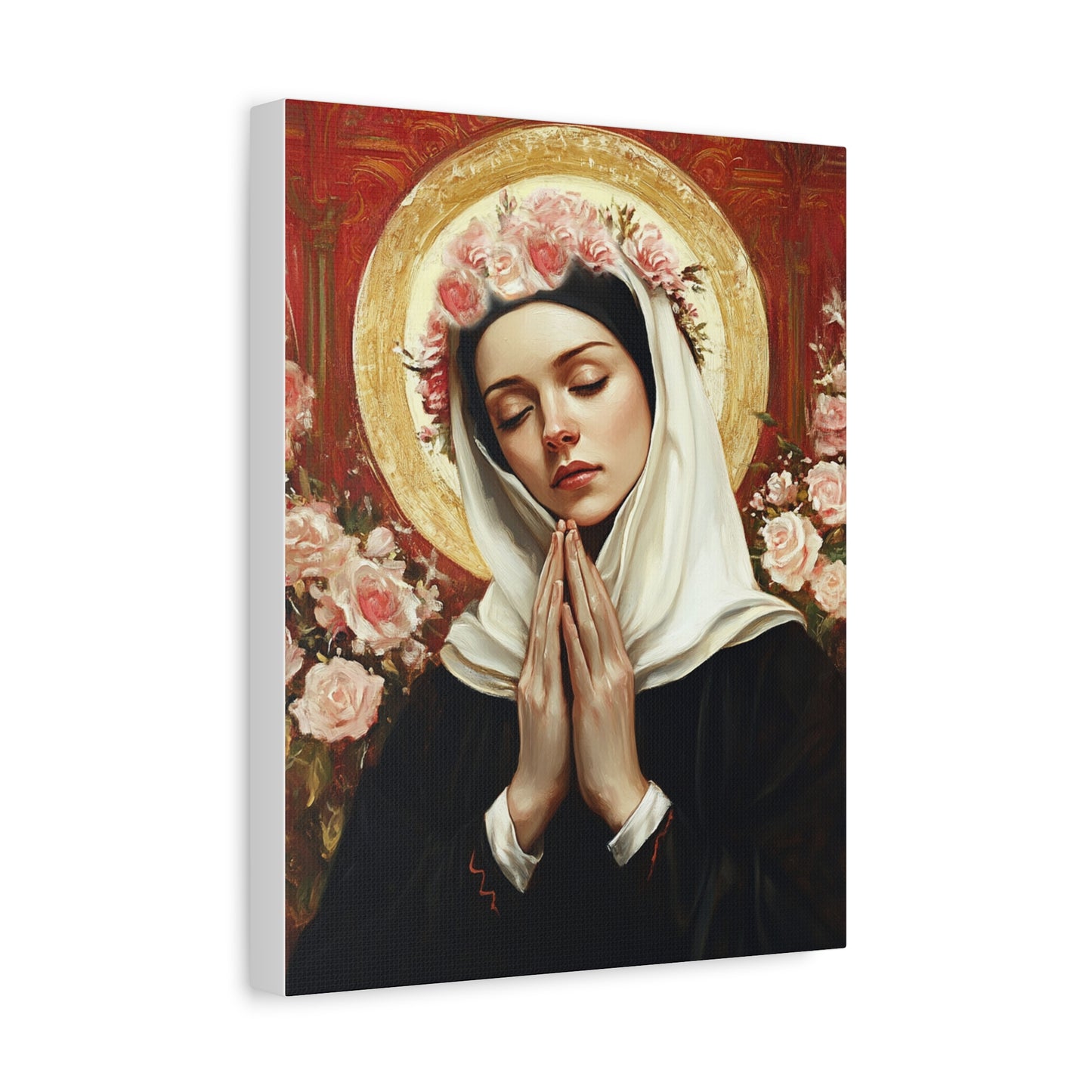 Ready To Hang - St. Rose of Lima Roses Catholic Canvas Wall Art, Christian Decor