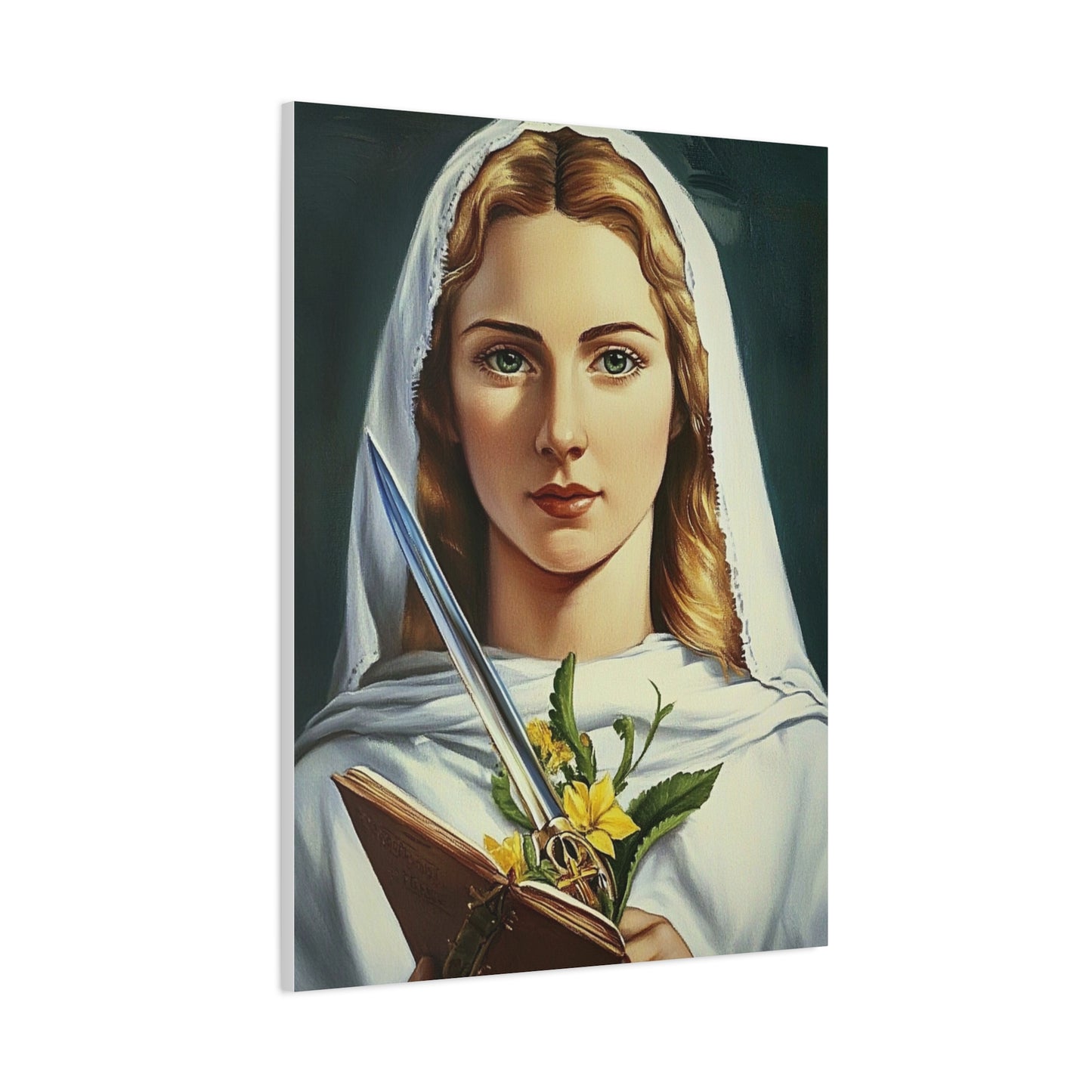 St. Dymphna Catholic Canvas Wall Art, Christian Decor