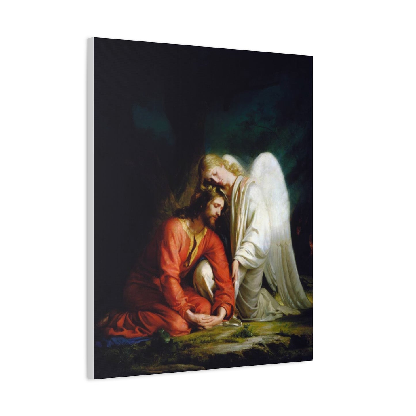 Ready To Hang - Bloch Gethsemane Jesus and Angel Praying - Agony in the Garden Catholic Canvas Wall Art, Christian Decor