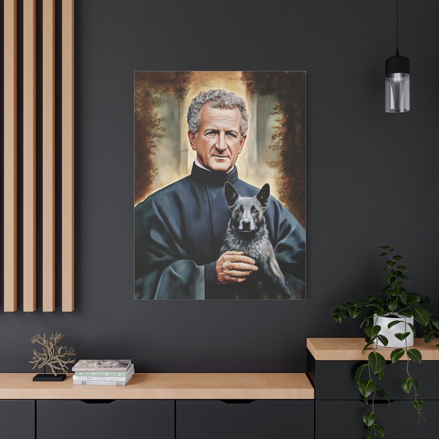 St. John Bosco and Grigio Catholic Canvas Wall Art, Christian Decor
