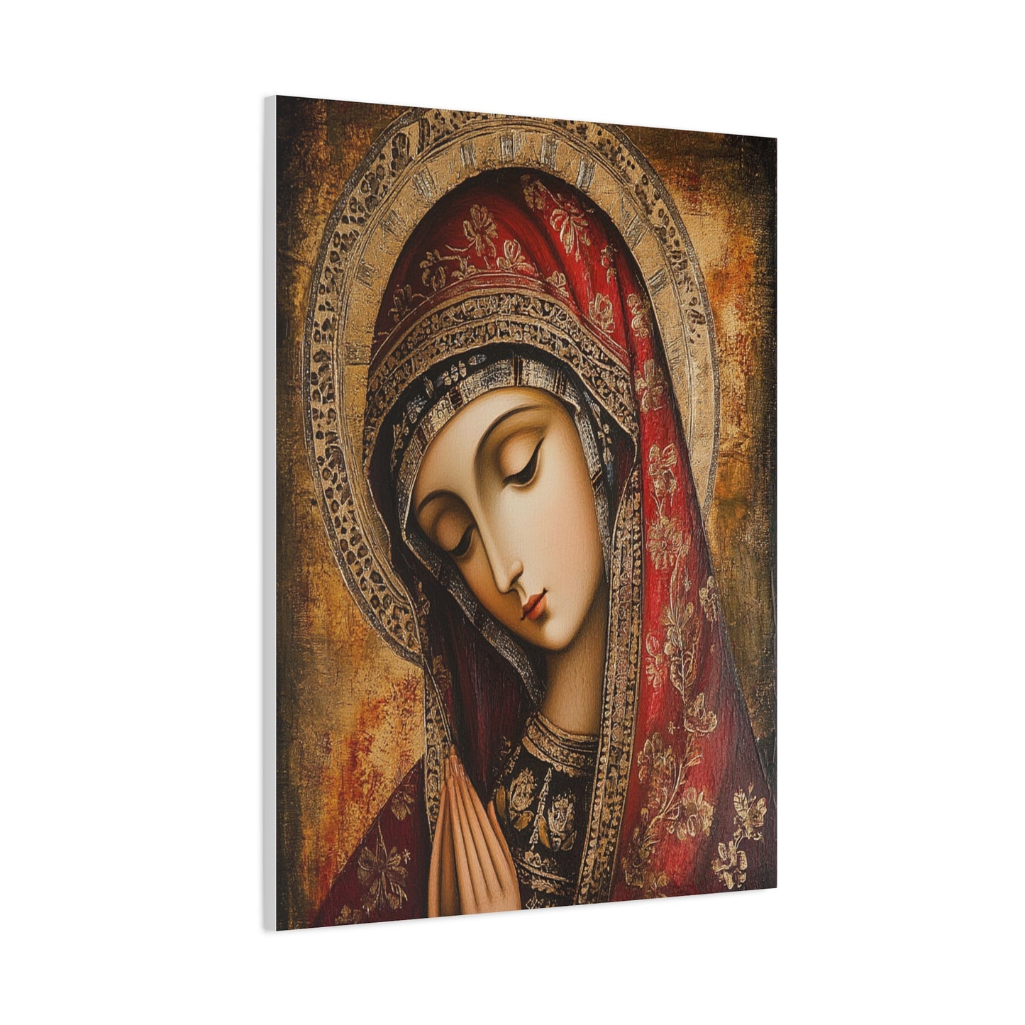 Holy Mary Icon in Byzantine Style - Canvas Wall Art, Christian Decor