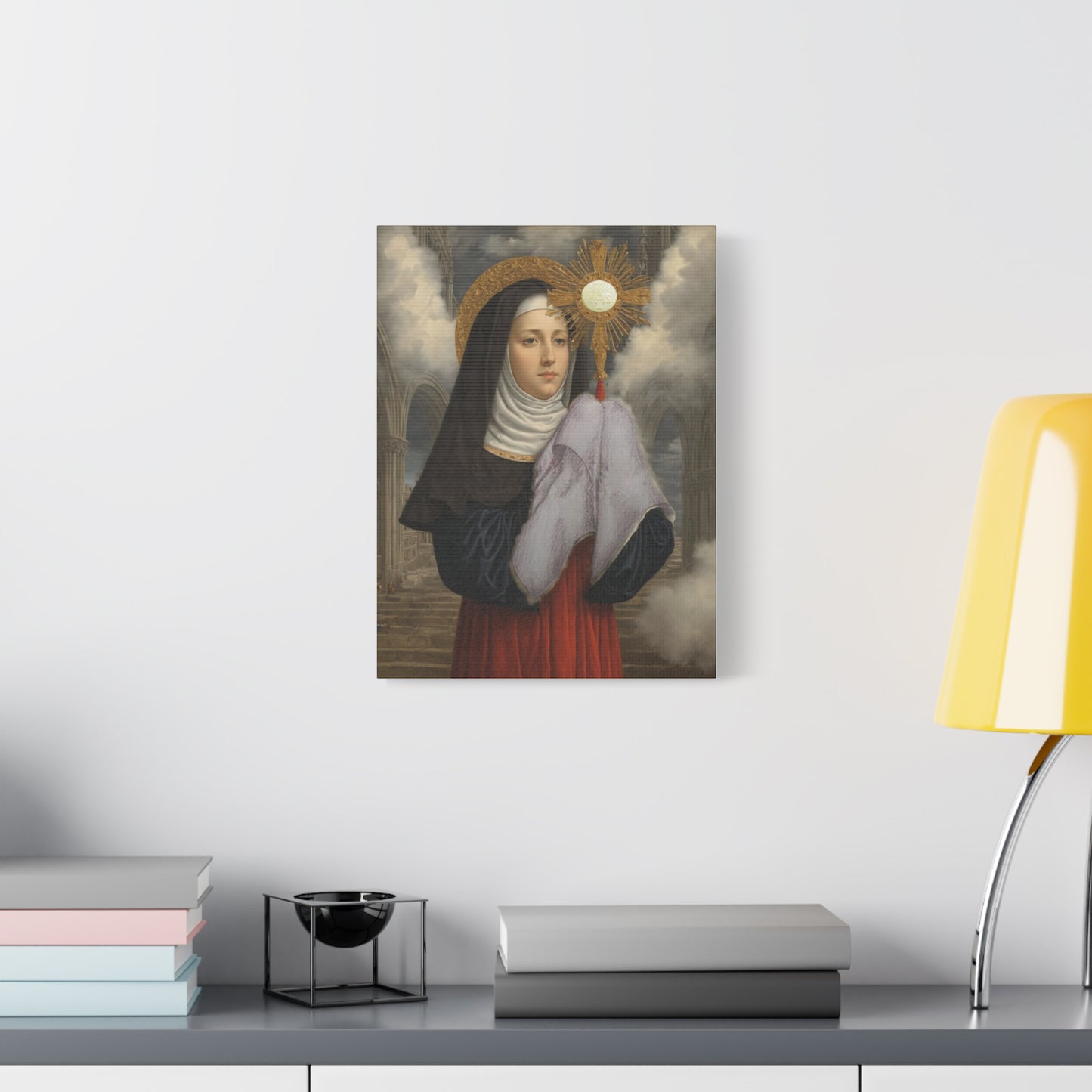 St. Juliana of Liege Catholic Canvas Wall Art, Christian Decor