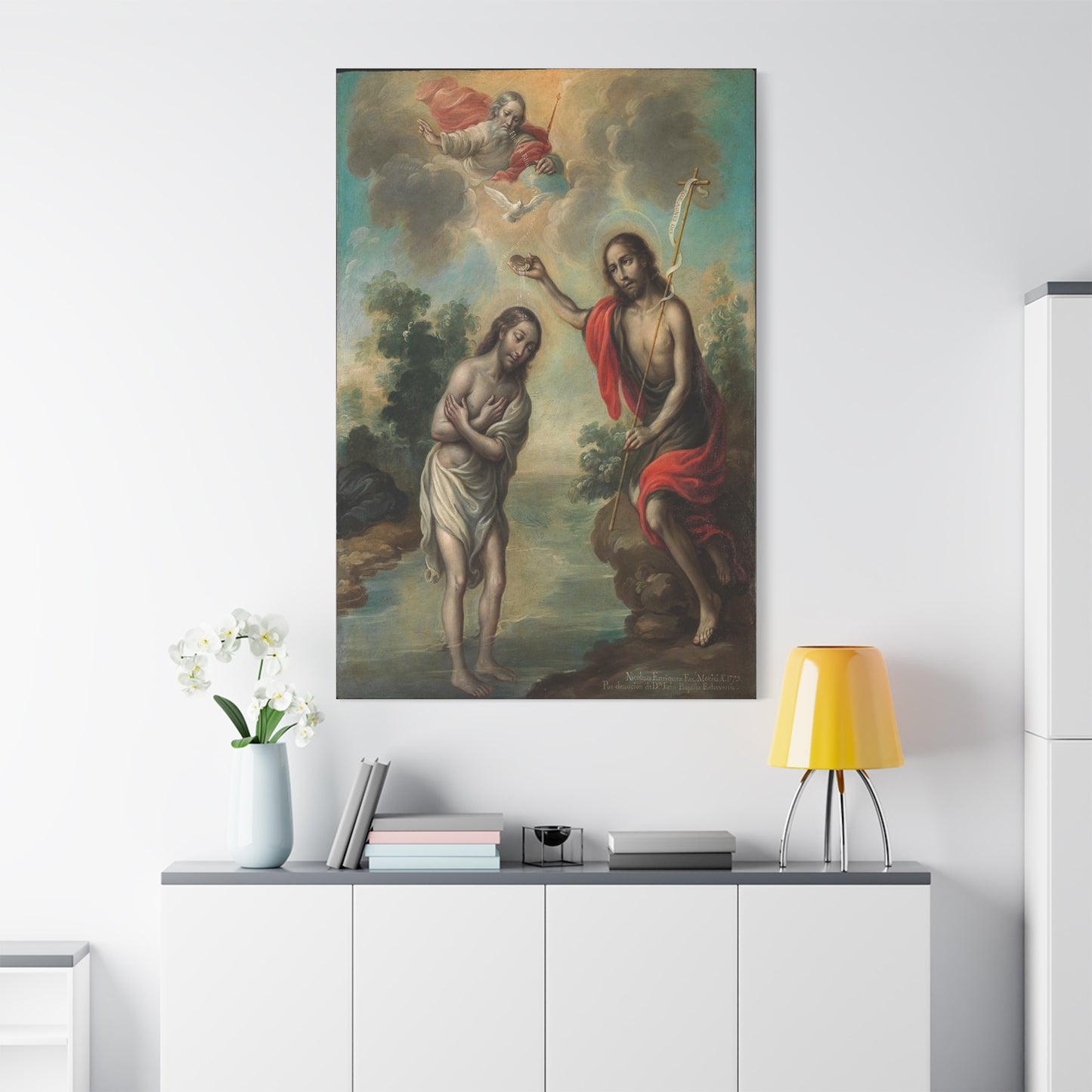 The Baptism of Christ Jesus Catholic HQ Print on Canvas Ready To Hang - Virgin Mary Canvas
