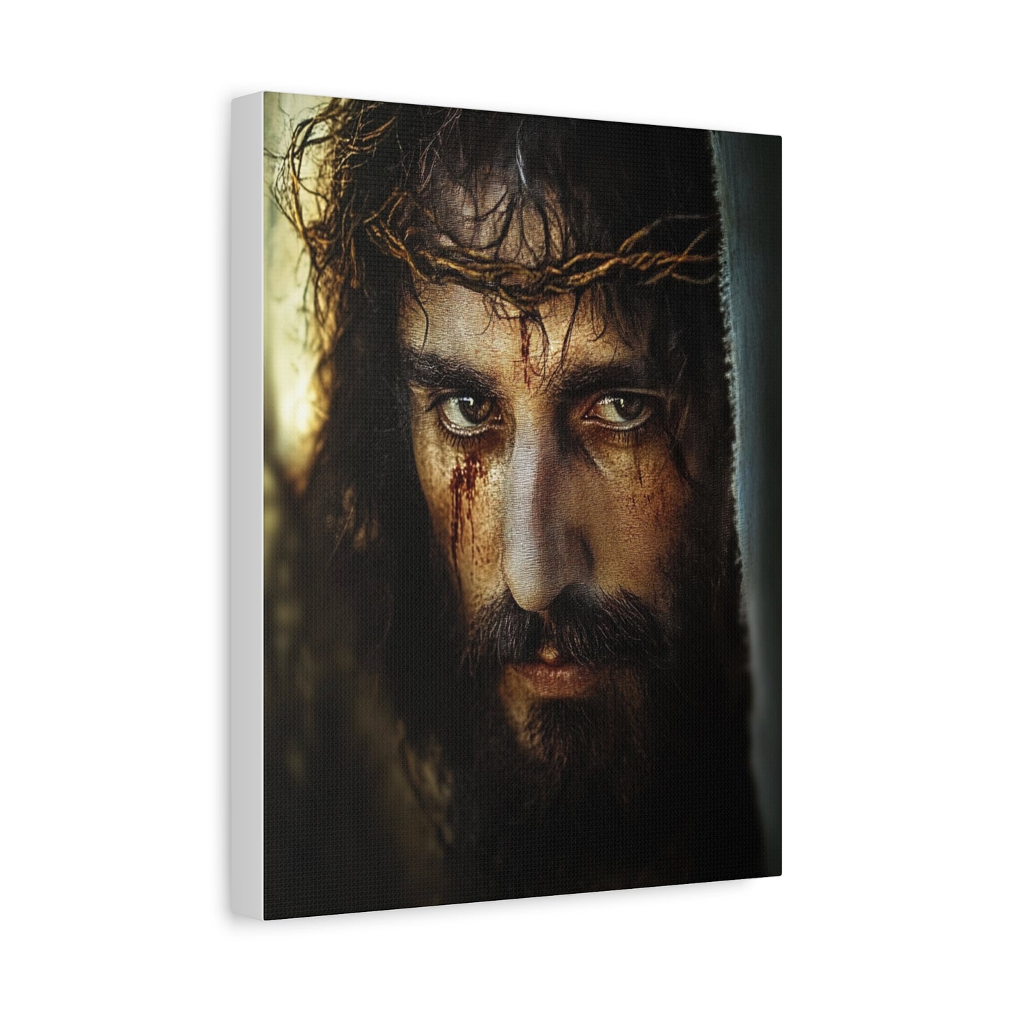 Jesus Christ Our Lord with Crown of Thorns Catholic Canvas Wall Art, Christian Decor