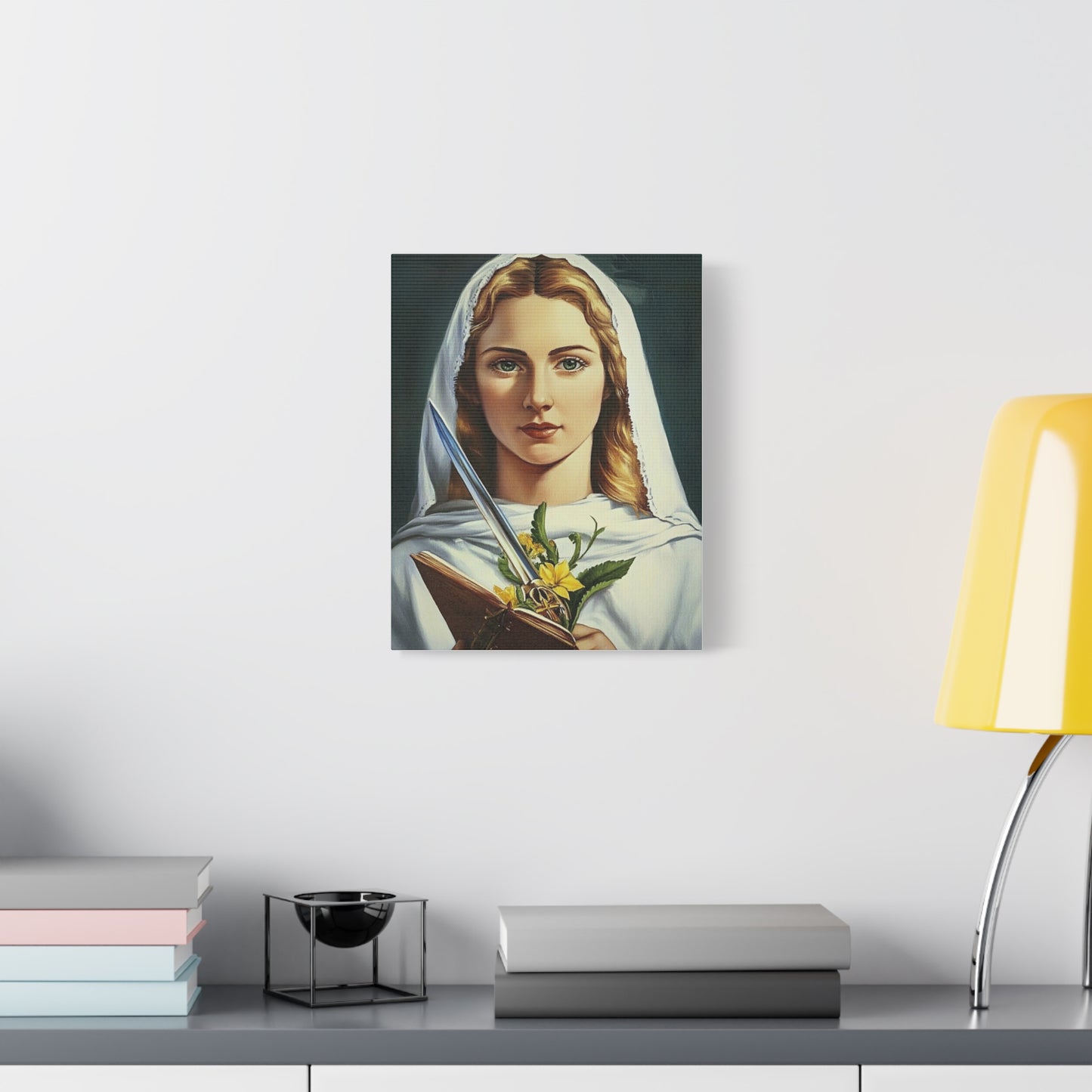 St. Dymphna Catholic Canvas Wall Art, Christian Decor