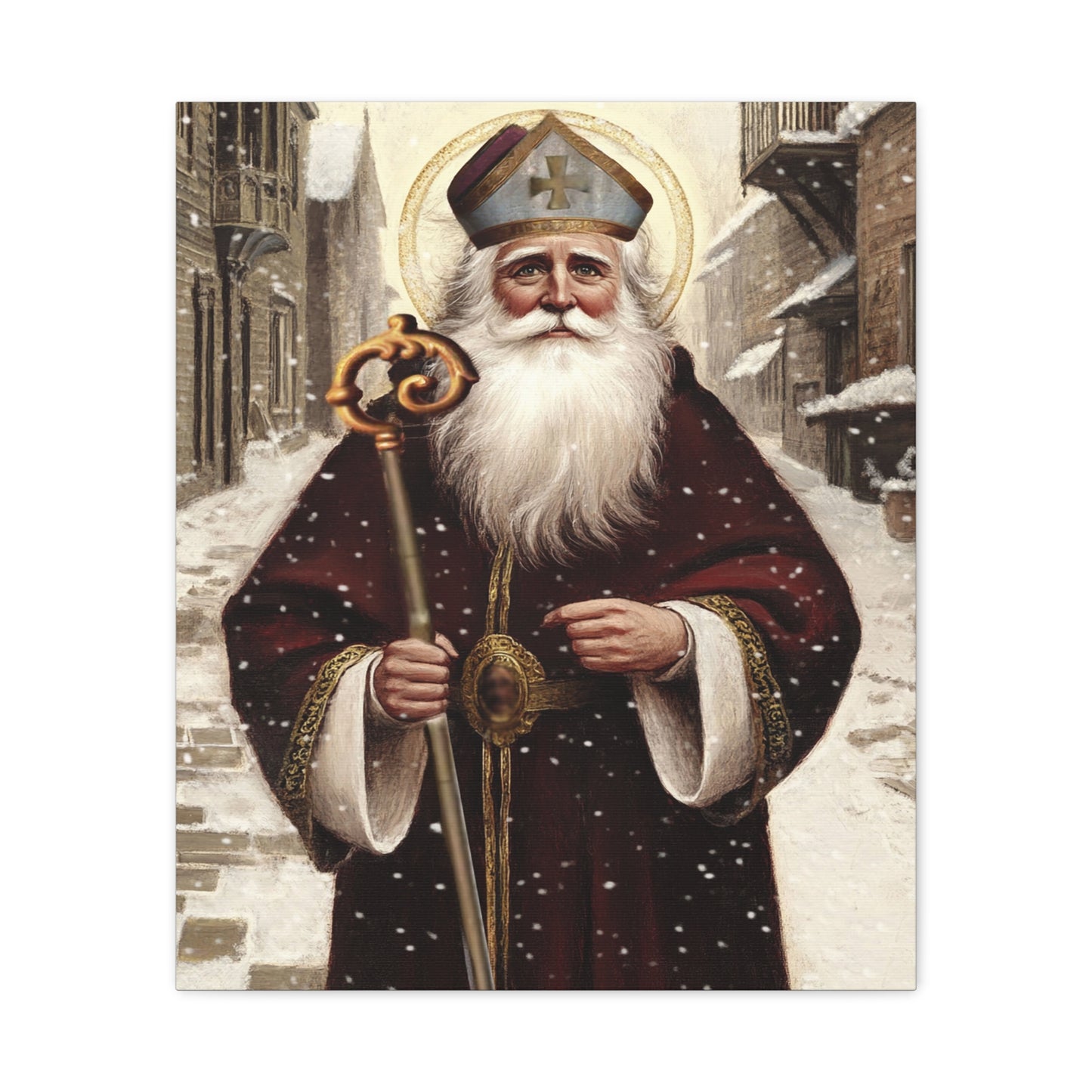 St. Nicholas of Bari Religious Canvas Wall Art, Christian Decor