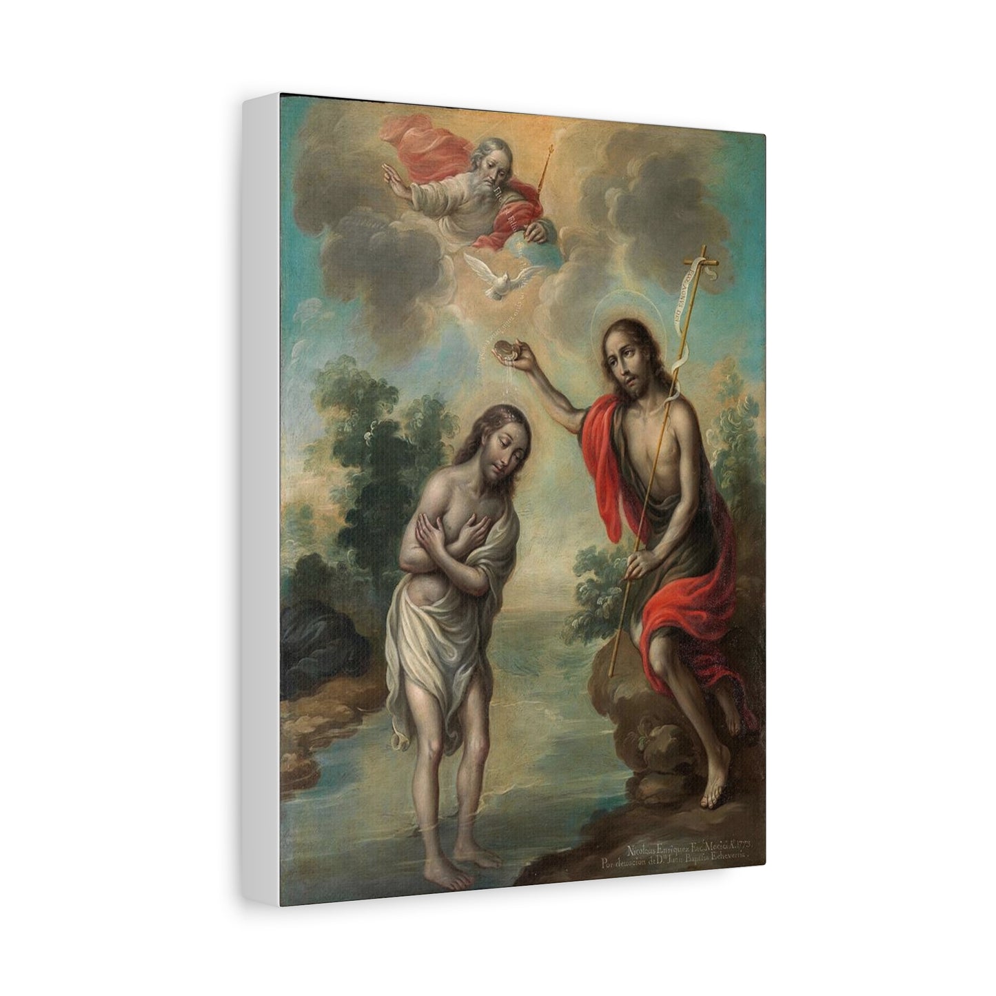 The Baptism of Christ Jesus Catholic HQ Print on Canvas Ready To Hang - Virgin Mary Canvas