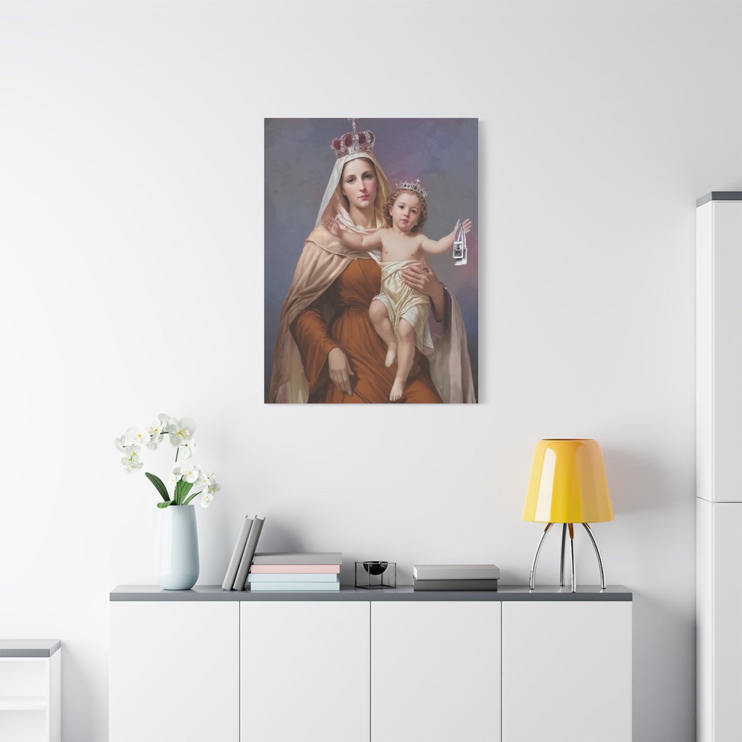 Our Lady of Mount Carmel Catholic Canvas Wall Art, Christian Decor
