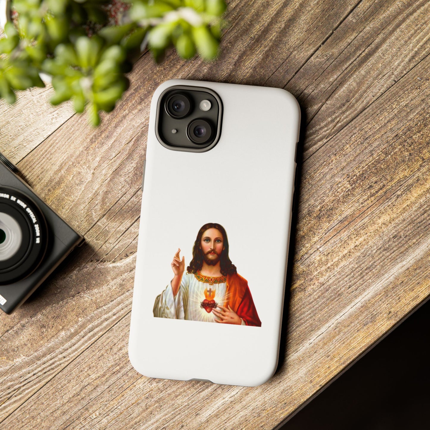 Artistic Phone Case Featuring Jesus, Tough Phone Case, Christian Gift, Religious Phone Cover, Inspirational Phone Accessory, Unique Jesus