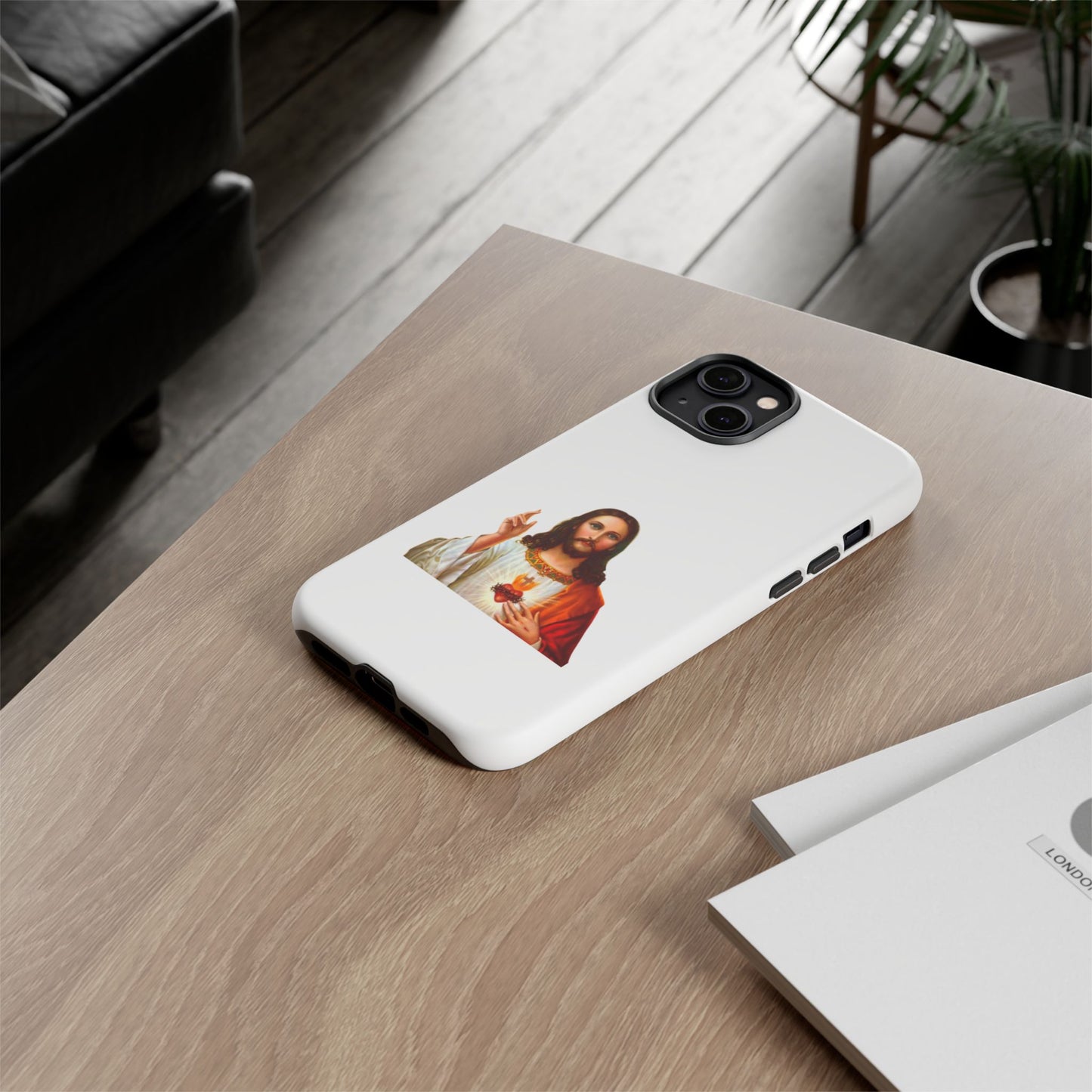 Artistic Phone Case Featuring Jesus, Tough Phone Case, Christian Gift, Religious Phone Cover, Inspirational Phone Accessory, Unique Jesus