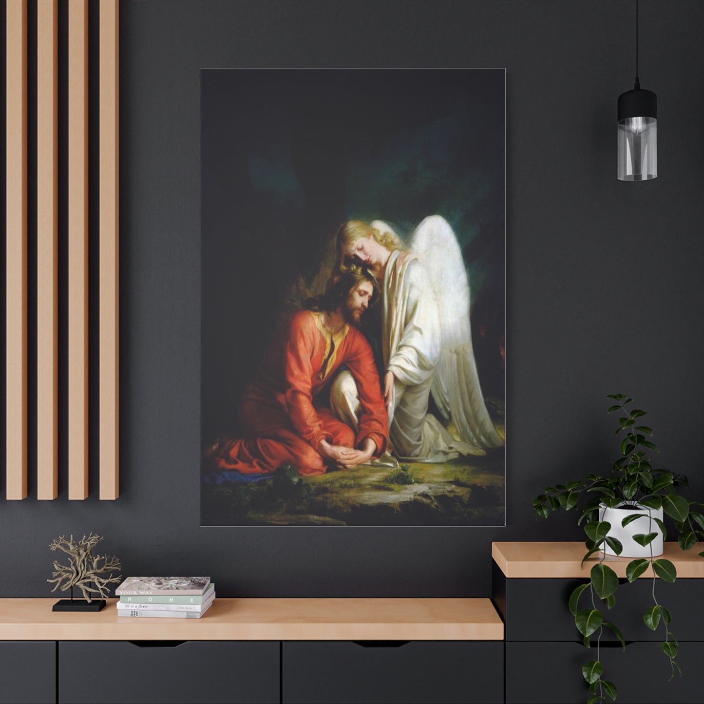 Ready To Hang - Bloch Gethsemane Jesus and Angel Praying - Agony in the Garden Catholic Canvas Wall Art, Christian Decor