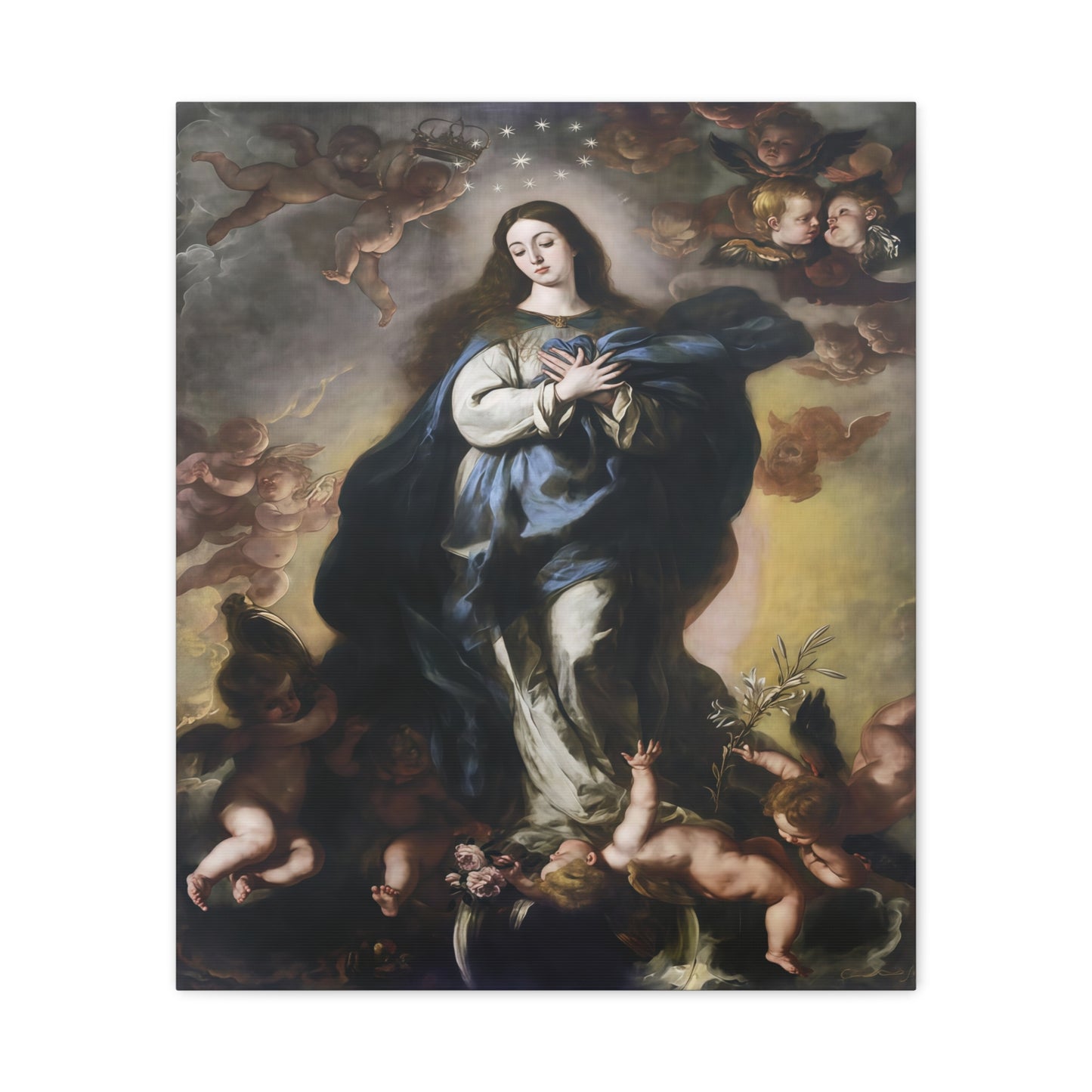 Ready To Hang - Our Lady Mother Mary Immaculate Conception Catholic Canvas Wall Art, Christian Decor